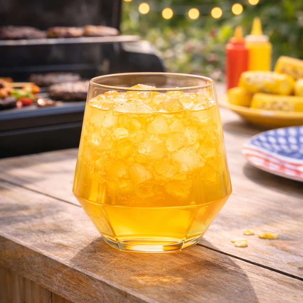 Oojami 40 Pack Diamond Disposable Plastic Wine Glasses 12oz for Parties | Stemless Wine Cups, Champagne Cocktail Whiskey - Shatterproof Unbreakable Reusable Recyclable BPA-Free, Weddings Birthday BST220