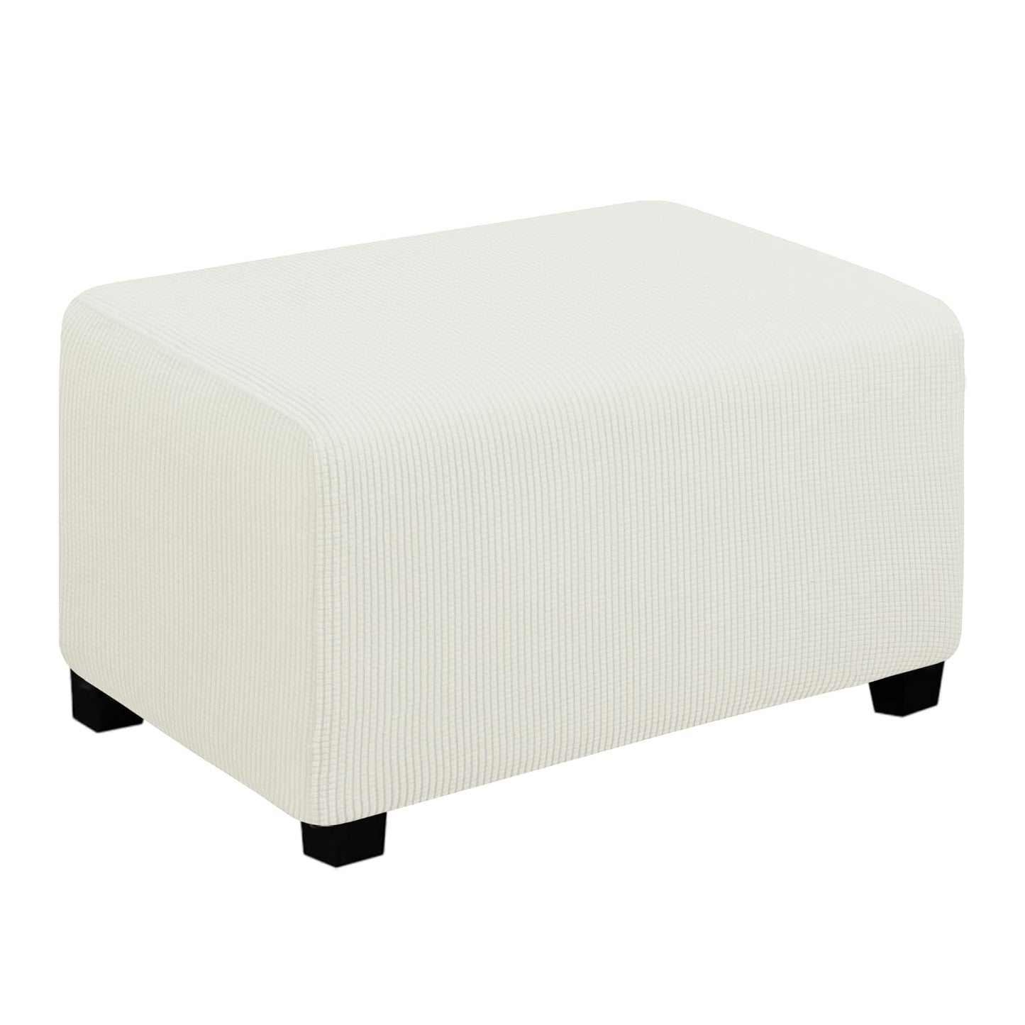 Easy-Going Stretch Square Ottoman Cover 15x15x15inch Dark Blue | Folding Storage Footstool cover Furniture Protector Soft Rectangle slipcover with Elastic Bottom BST202