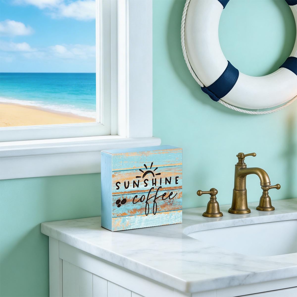 Coffee Sign Decor Sunshine Decorations for Home Office Coffees Station | Coffee Bar Decor Decorations for Home Funny Sun Table Desk Decorations Unique Housewarming Gift Ideas for Women BST202