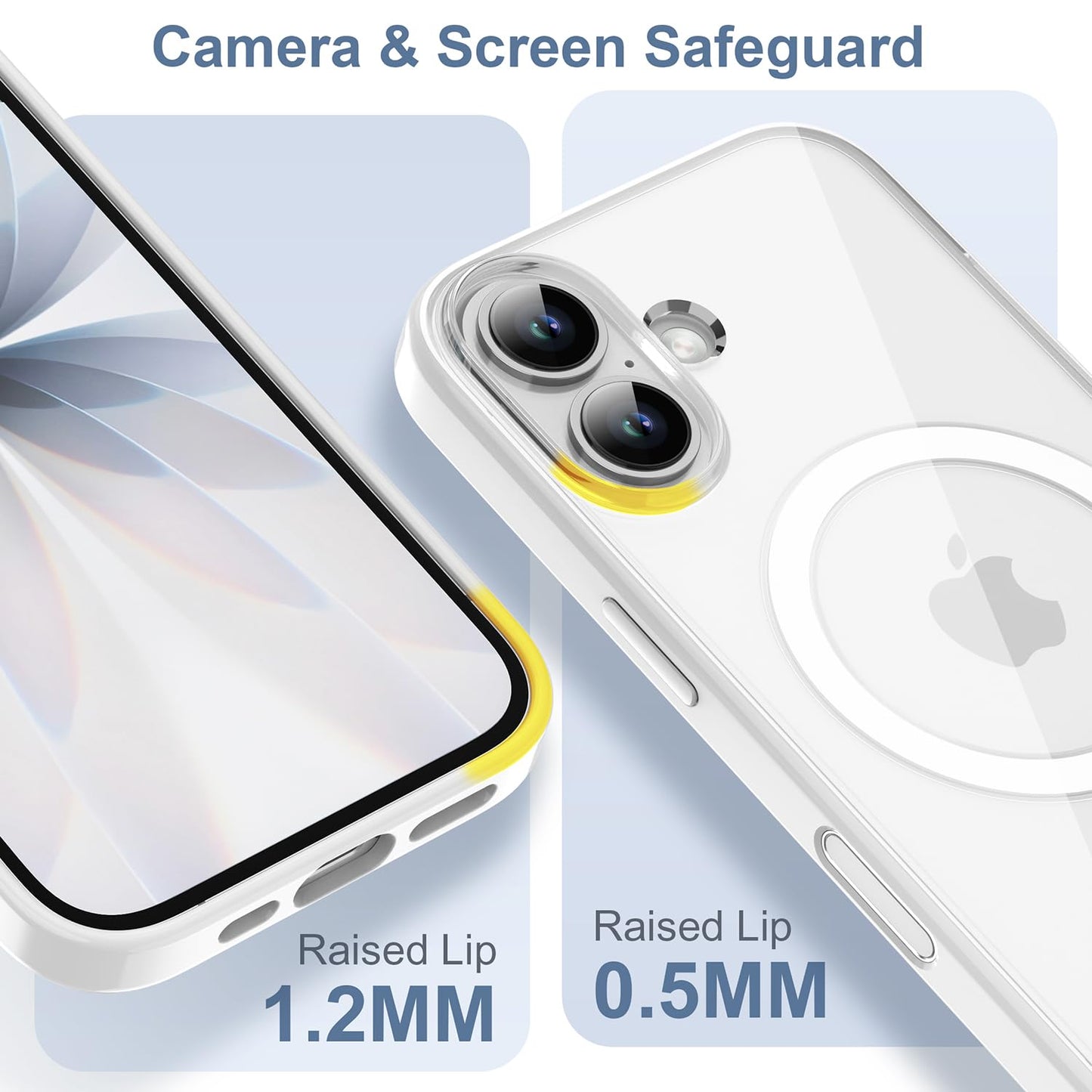 PULOKA for iPhone Case Compatible with Magsafe, Color Bumper & Clear TPU Back Hybrid Shockproof Cover (White, iPhone 16 Pro Max) WN420