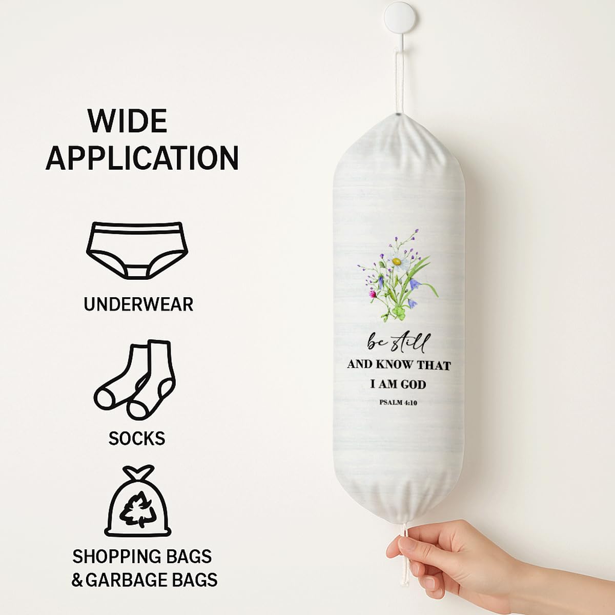 Plastic Bag Holder, The Way Page 16 Plastic Bag Holder Christian Decor, Reusable Hanging Trash Bags Dispenser, Christian Kitchen Gifts for Women Plastics Bags Holders with Bible Verse BST202
