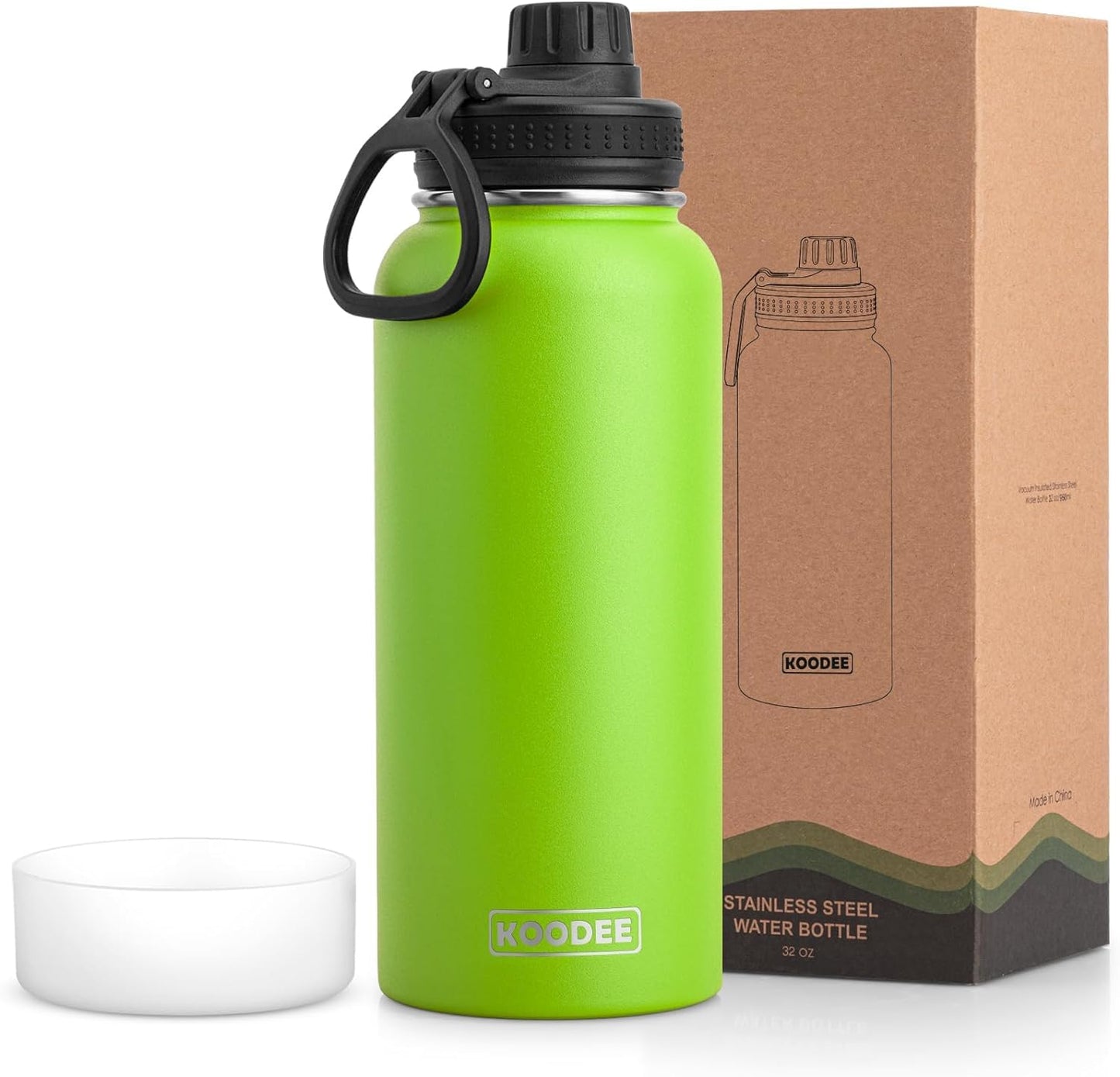 koodee Water Bottle-12 oz Stainless Steel Double Wall Vacuum Insulated Water Bottle for School-Wide Mouth Flask with Straw Lid (Teal) BST220