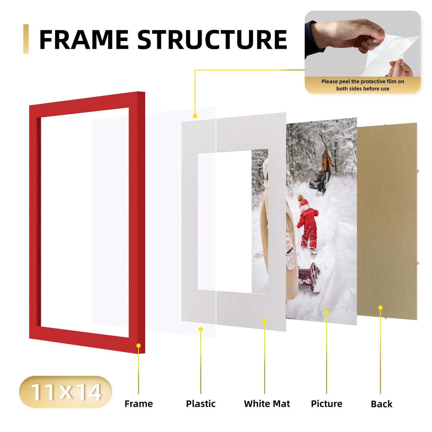 YESKAY 8x10 Picture Frame Set of 9, Display Pictures 5x7 with Mat or 8 x 10 Without Mat, Multi Photo Frames for Wall Mounting or Table Top Display, Blue BST326H