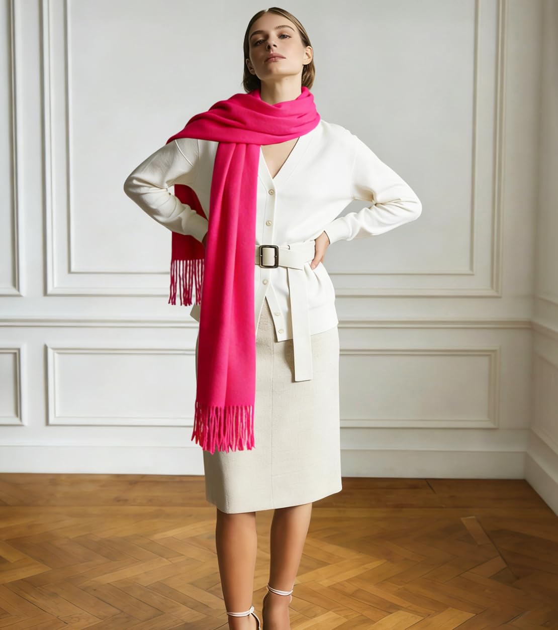 Winter Soft Long Scarf, Pashmina Shawls and Wraps, Warm Large Scarves for Men Women Evening Dress Wedding WN420