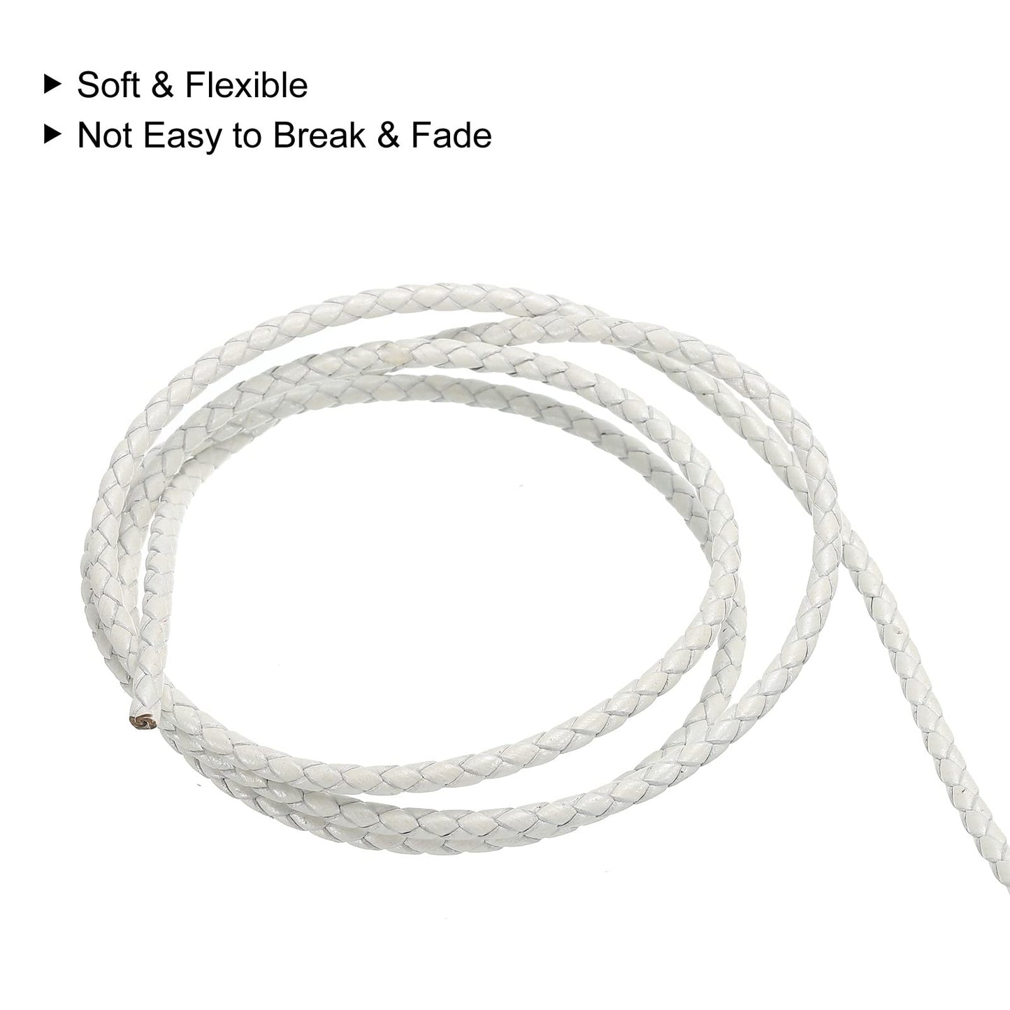uxcell Leather Cord, 2.2 Yards 4mm Dia Braided String Strip for Purse Handbag Shoelace DIY Crafts Bracelet Making, Yellow BST326L