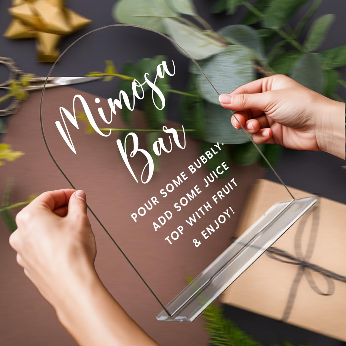 Acrylic Wedding Signs, Bridal Shower Decorations, Modern Arched Round Top Acrylic Table Top Sign with Holder for Wedding Reception Party Dinner - Can't Wait to See What Develops (Clear) BST326L