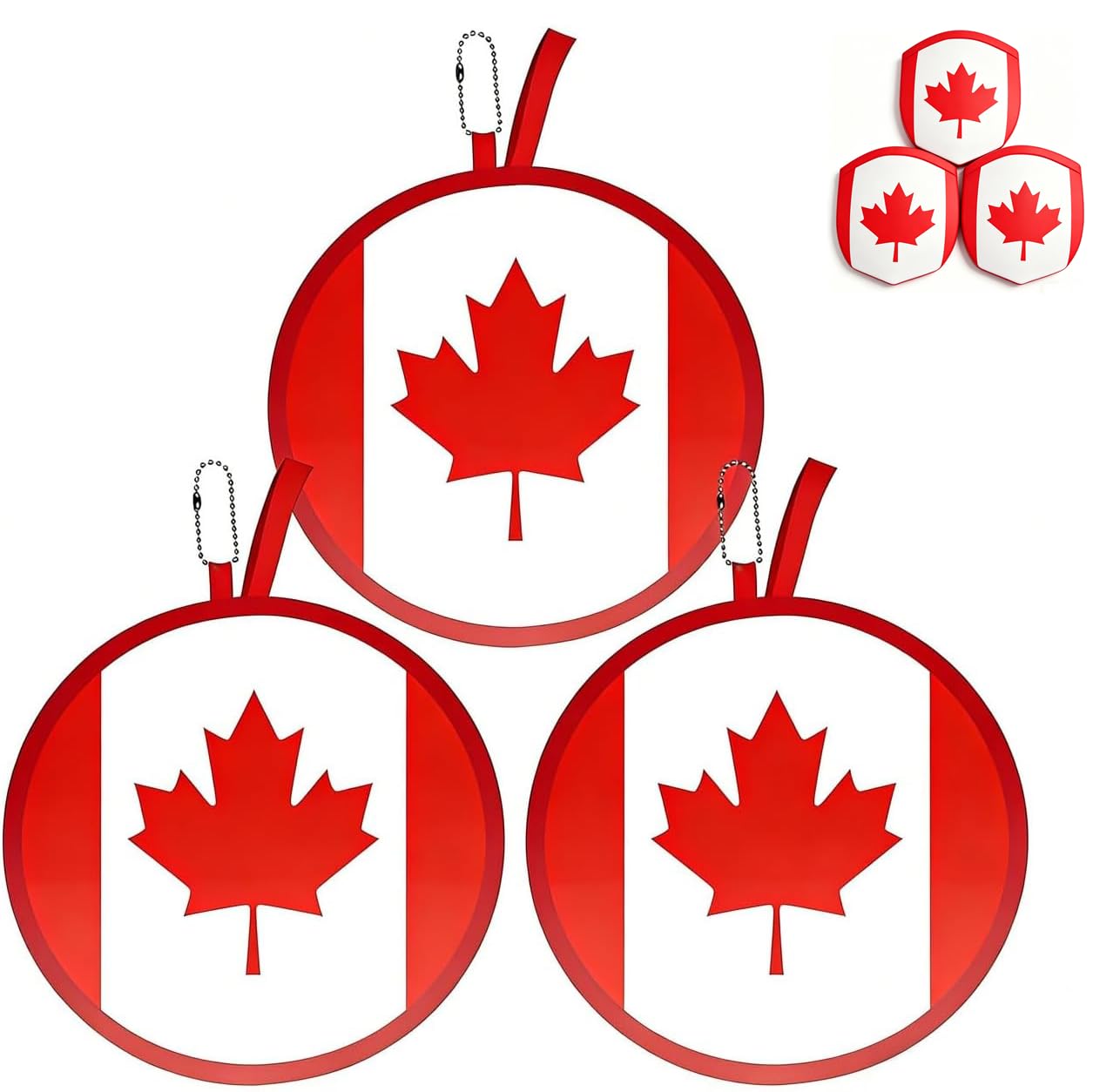 2026 World Cup Canada Flag Folding Hand Fans 3 PCS, 8.2" Fabric Round Foldable Fans with Matching Storage Pouches, Portable Hanging Fans for Game Day and Party Canada BST220