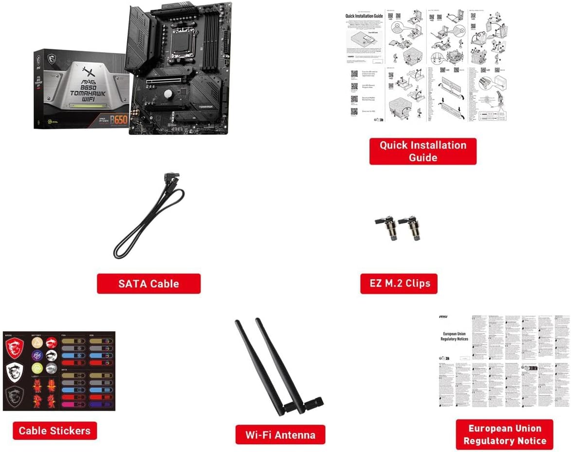 MSI MAG B650 Tomahawk WiFi Gaming Motherboard (AMD Ryzen 9000/8000/7000 Series Processors 36