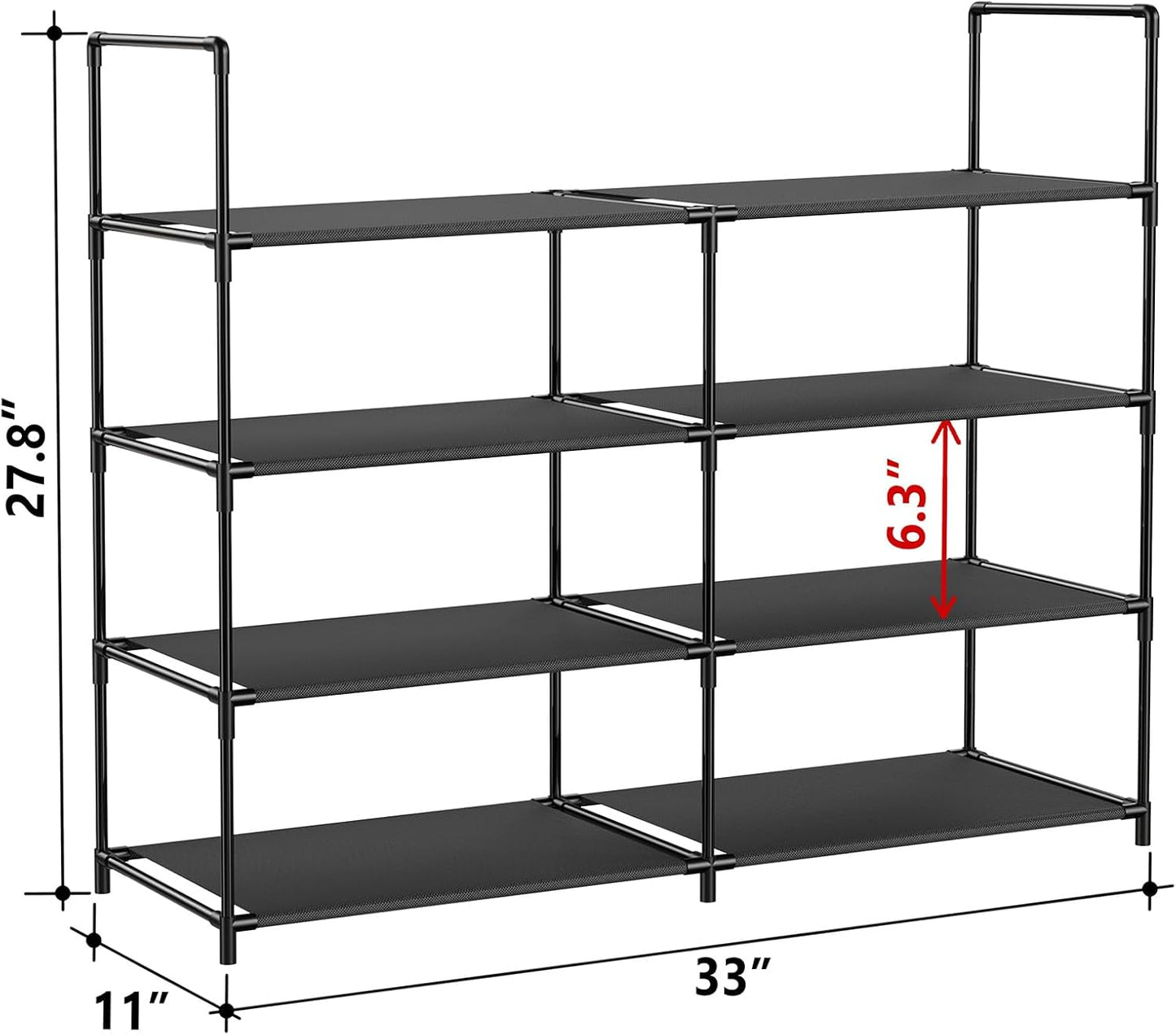 FIDUCIAL HOME 4 Tiers Shoe Rack Organizer 16-20 Pairs Stackable Shoe Storage Shelf Durable for Closet Entryway, Black BST220