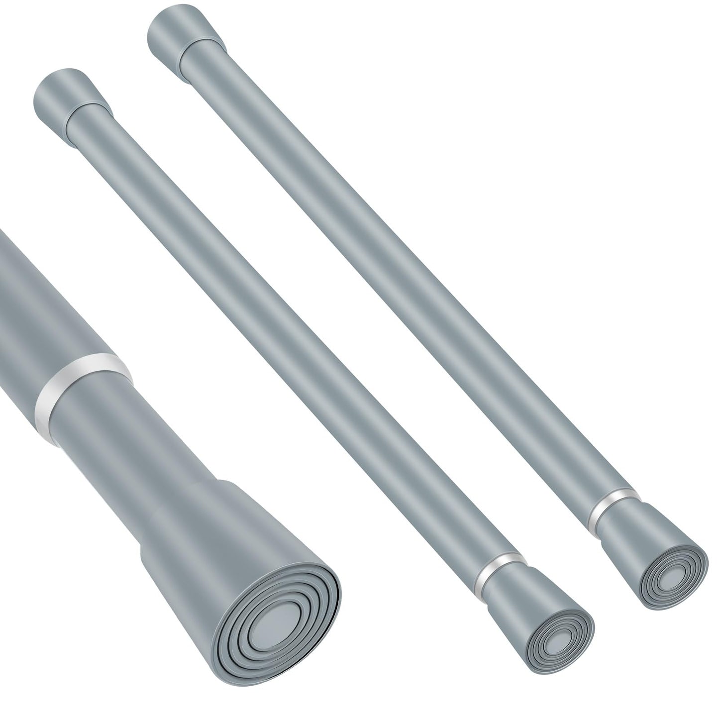 Silver Grey Adjustable Shower Curtain Rod 28-52 Inches 1pc, 7/8" Diameter Anti-slip Heavy Duty Tension Spring Curtain Rod No Drill for Windows Bathroom Kitchen Closet Doorway 22TD28-52SL BST202