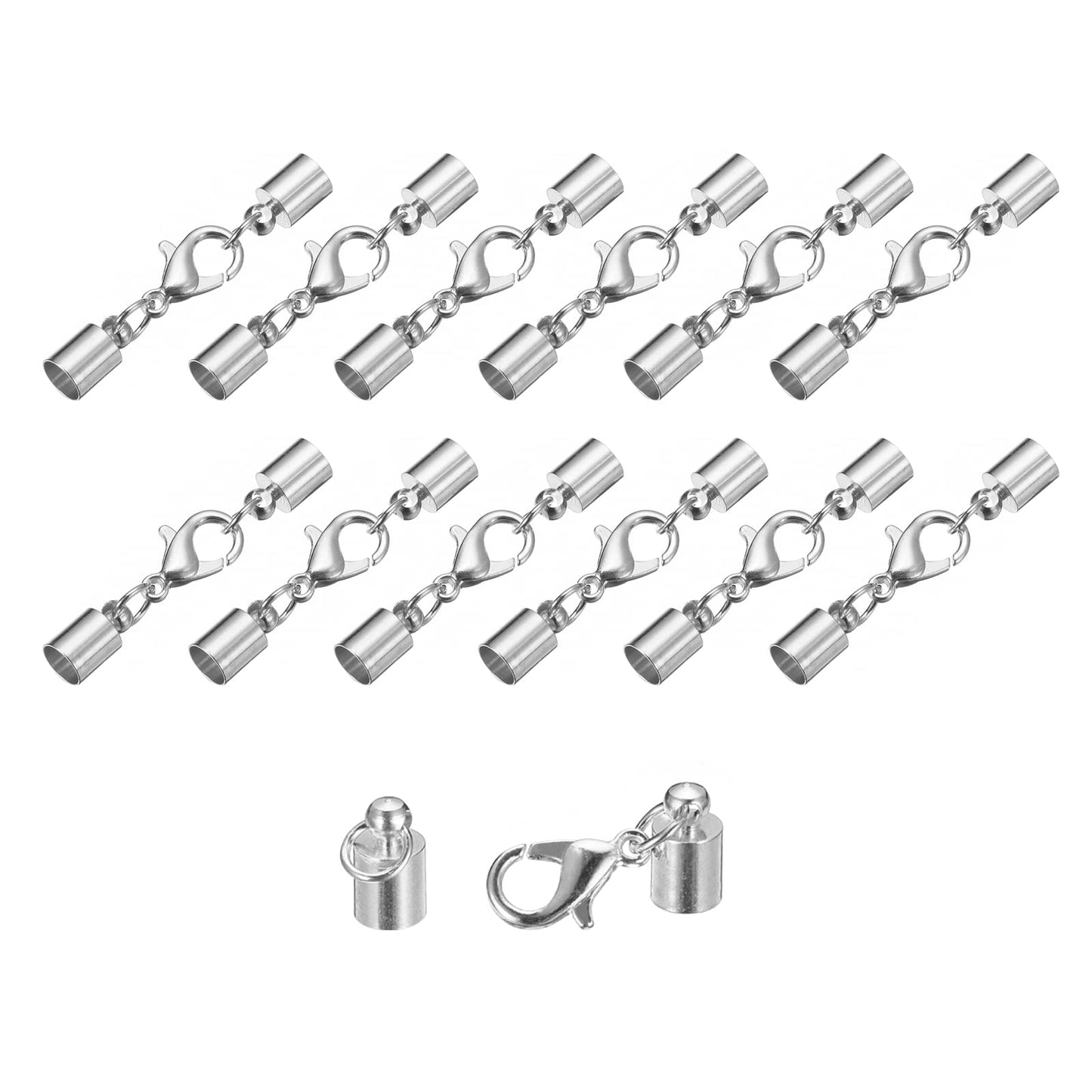 uxcell 20Sets Leather Cord End Caps with Lobster Claw Clasps Fit 4.5mm Cords, Barrel Terminators for DIY Making Leather Bracelets, Bronze Tone BST326L
