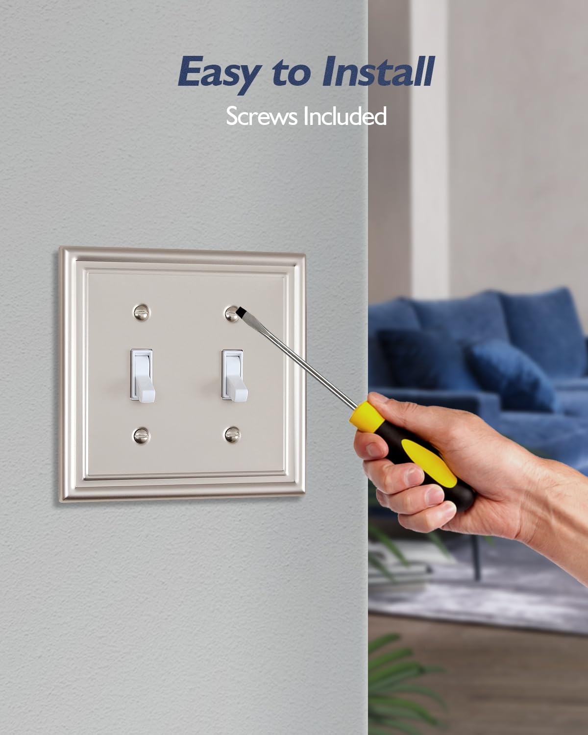 Decorative Metal Wall Plates, Switch Plates Outlet Covers (Off White/1 Decorator 4 Pack) WN420