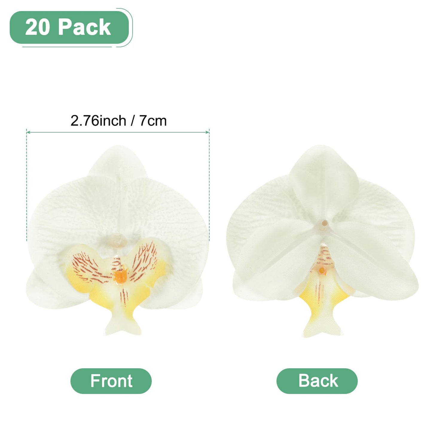 M METERXITY 20-Pack Artificial Orchid Flower Heads, Silk Faux Butterfly Flowers Head for Wedding/Bouquet/Bridal/Party Decor, Fake Phalaenopsis Petals Bulk [2.76 Inch, Dark Purple] BST220