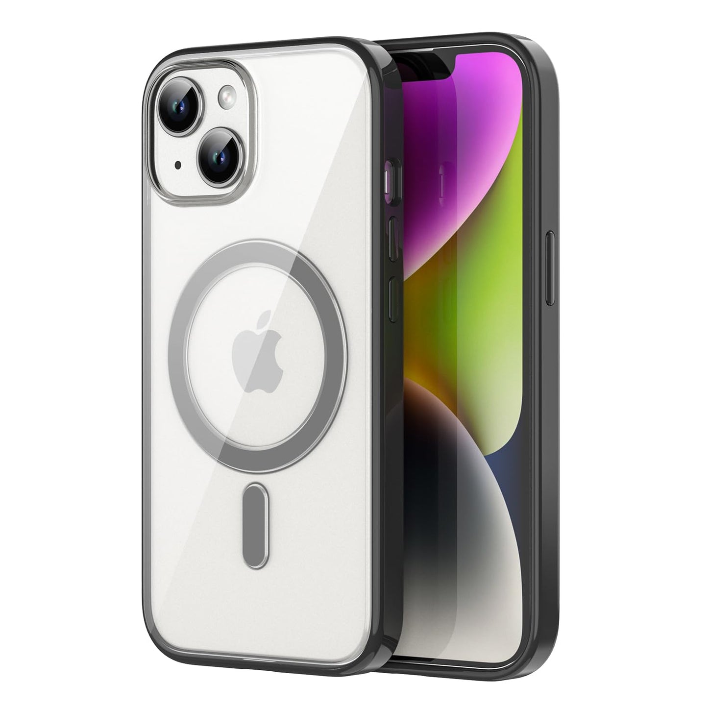 PULOKA for iPhone Case Compatible with Magsafe, Color Bumper & Clear TPU Back Hybrid Shockproof Cover (White, iPhone 16 Pro Max) WN420