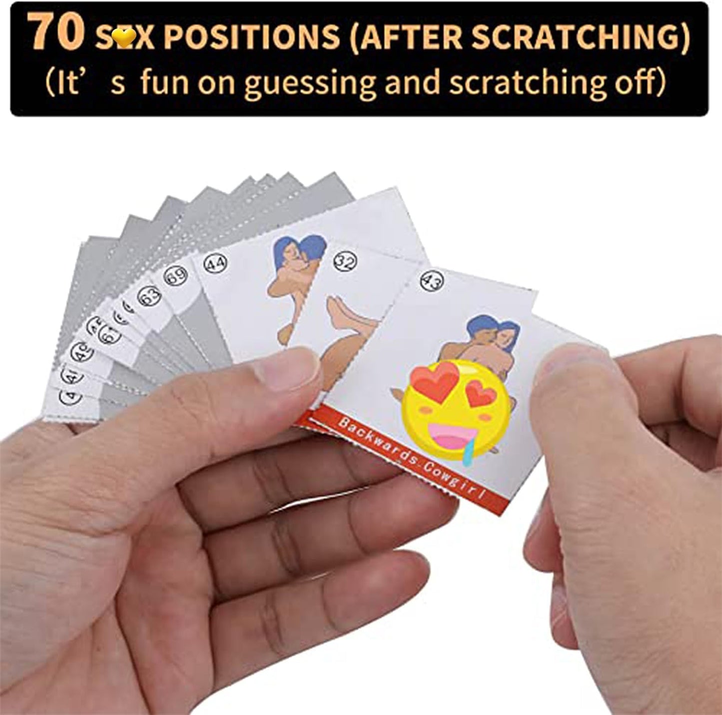 Couples Intimacy Challenge Scratch Off Poster, 70 Unique Tear-Off Cards, Intimate Position Images & Flirty Dialogue for Relationship Bonding & Date Night WN420
