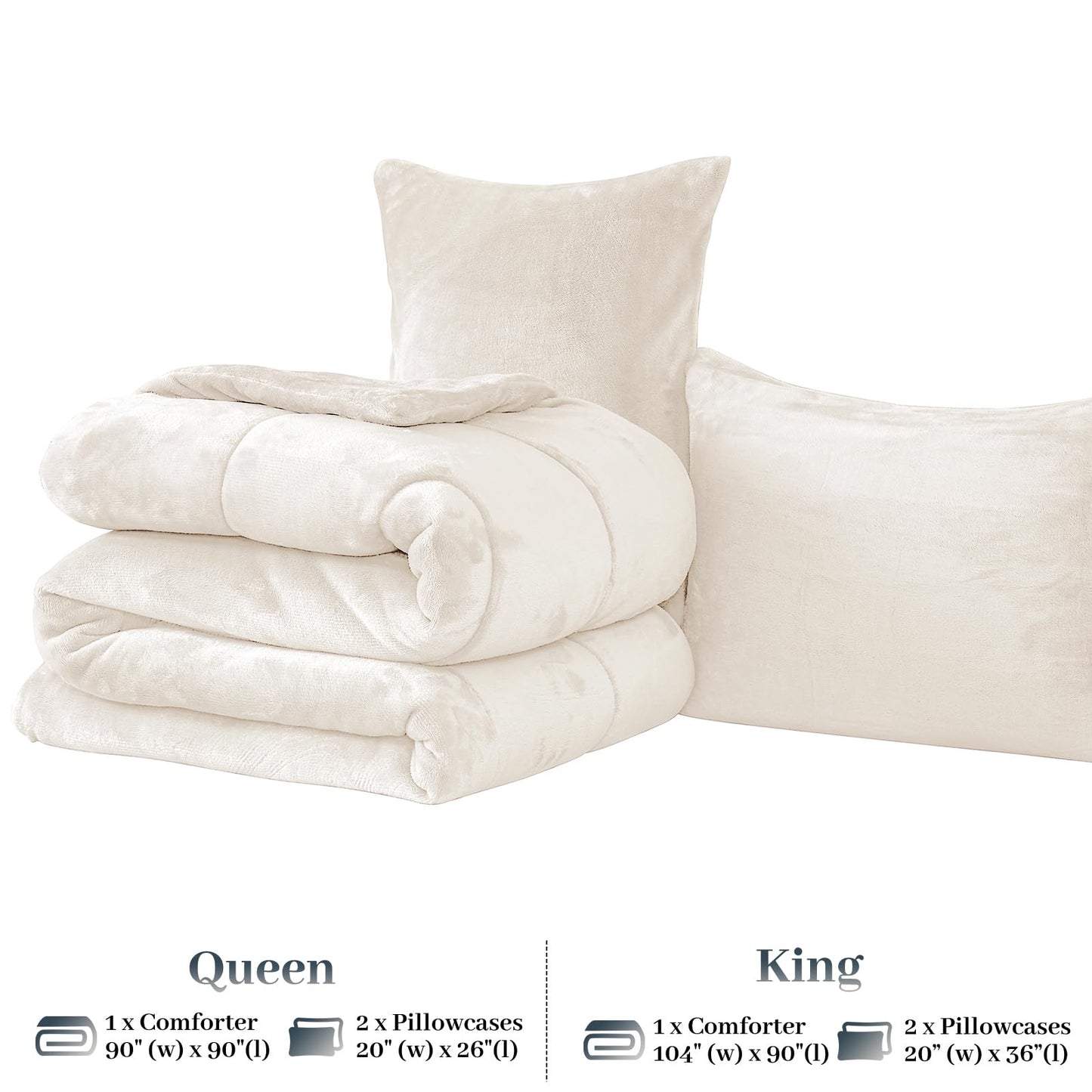 YIYEA Fluffy Queen Size Comforter Set, Luxury Faux Fur Comforter, Ultra Soft Plush Fuzzy Velvet Bedding Comforter Sets for Fall Winter, Cozy Warmth, No Shedding, 3PC, Queen, Light Grey BST326H