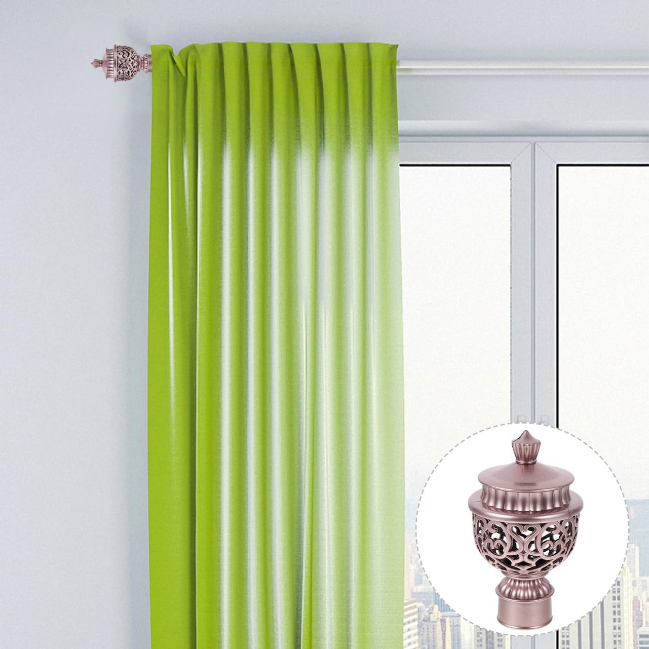 Curtain Rod Finials Hollow-Out Decorative Head Set of 4 Roman Curtain Rod Accessories for Window Treatment Hardware 4.52 X 2.51 X 2.51 in Home BST202