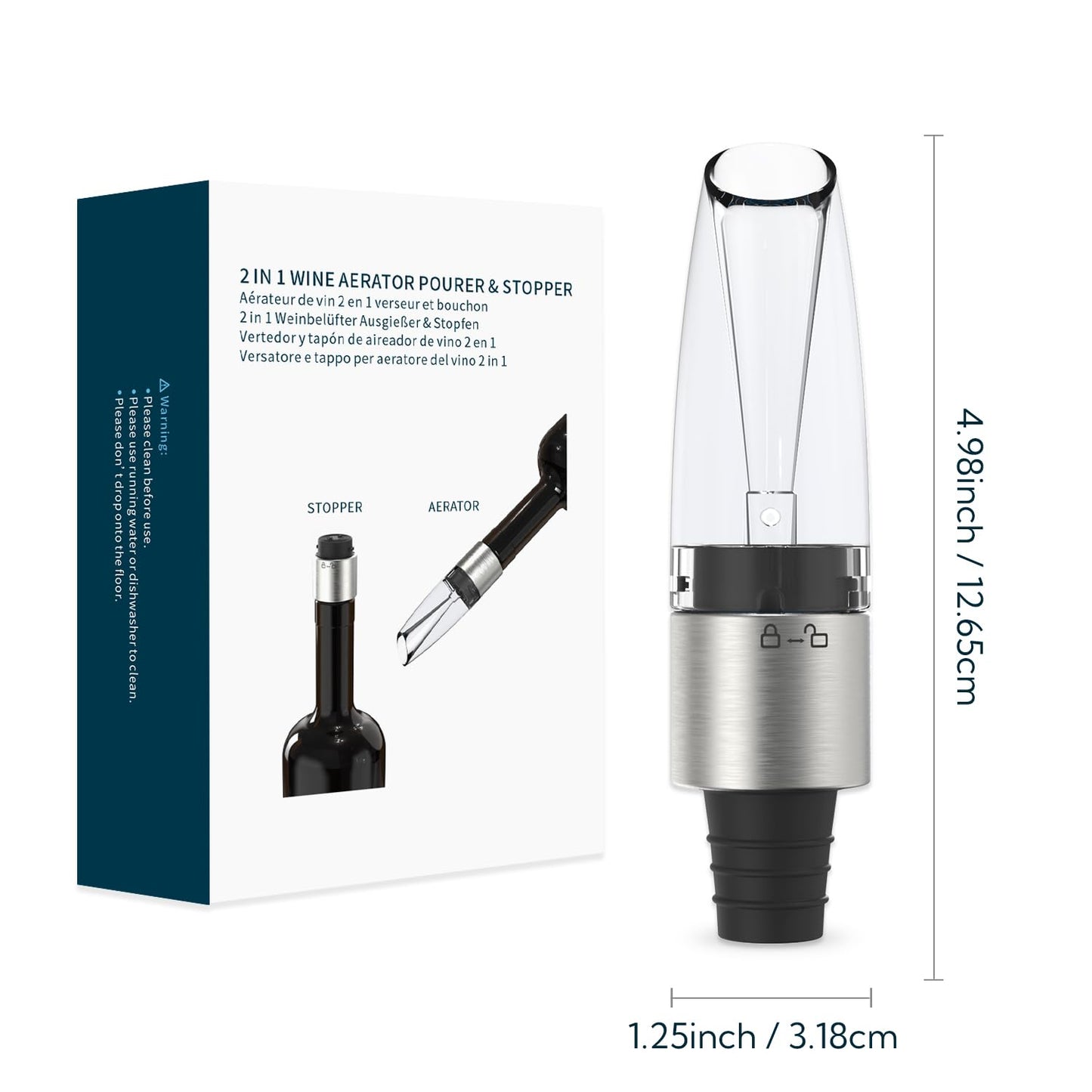 KITCHENDAO Detachable Wine Aerator Pourer - BPA Free Tritan Premium Wine Air Aerator Decanter Spout Dispenser - No Drip or Spill - Improve Taste and Bouquet Instantly - Dishwasher Safe BST220