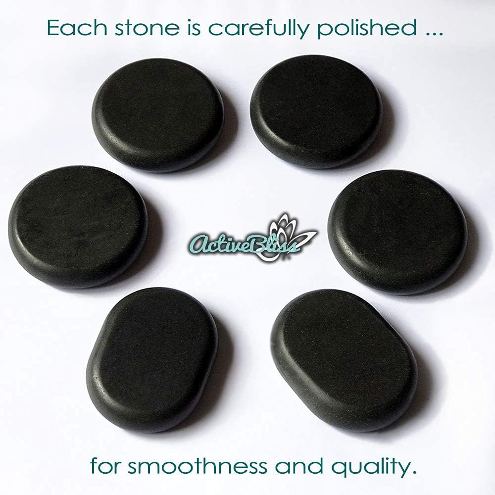 Hot Stones - 6 Large Essential Massage Stones Set (3.15in) for Professional or Home spa, Relaxing, Healing, Pain Relief