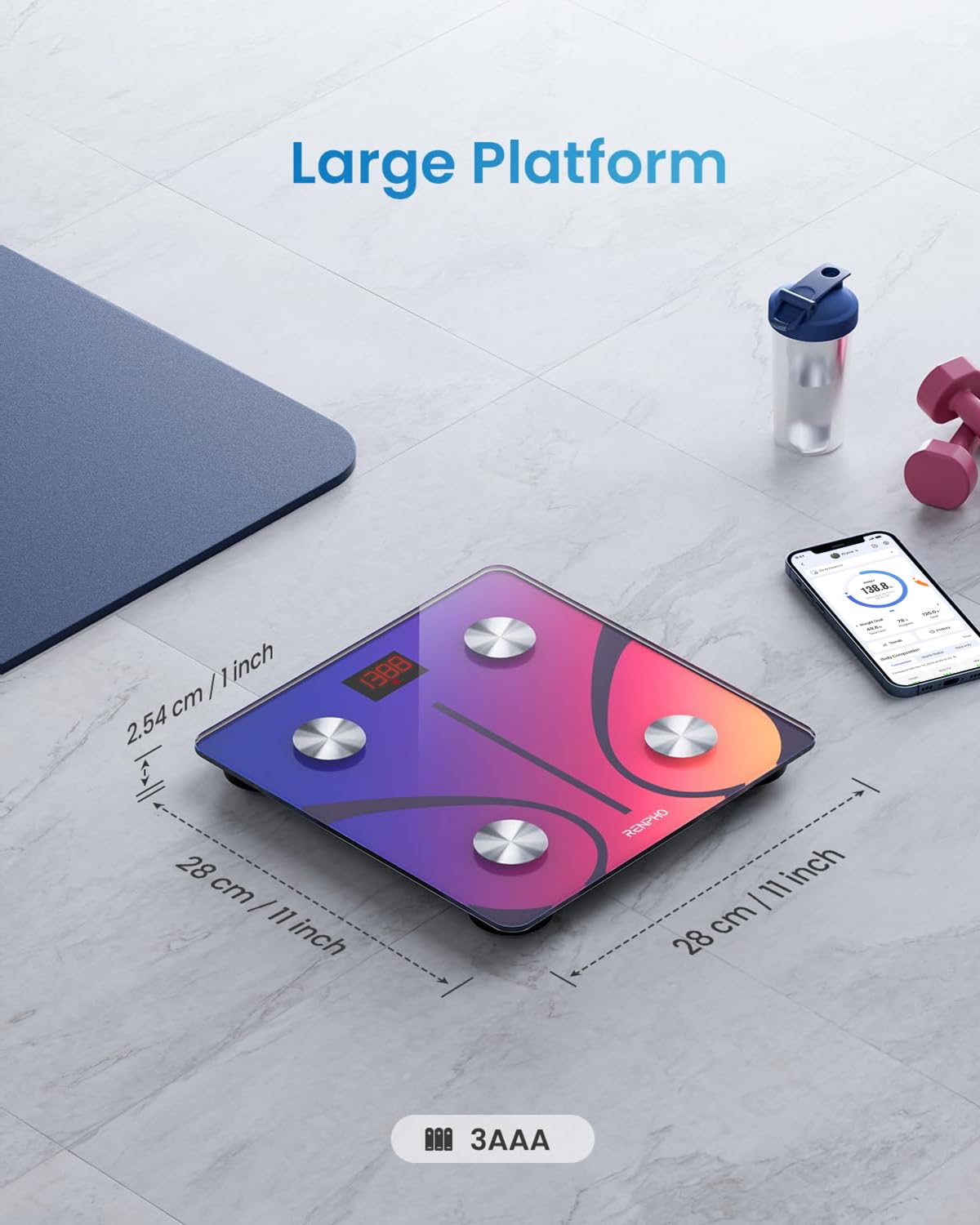 RENPHO Smart Scale for Body Weight, FSA&HSA Eligible, Bathroom Digital Scale with BMI, Body Fat, Bluetooth Fitness Equipment Sync with Apps, Accurate for Weight Loss, Home Use, 400 lbs - Elis 1