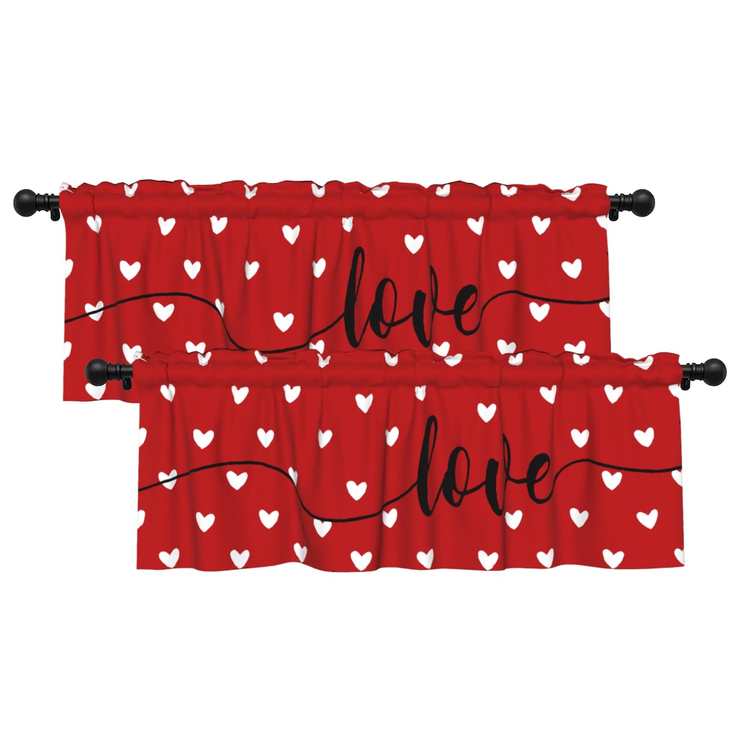 Patriotic Valance for Kitchen 2 Pack 54"x18" American Flag Curtains for Windows Red White Blue Stars 4th of July Independence Day Eucalyptus Leaf Window Treatment Rod Pocket Valance for Home Decor BST326L