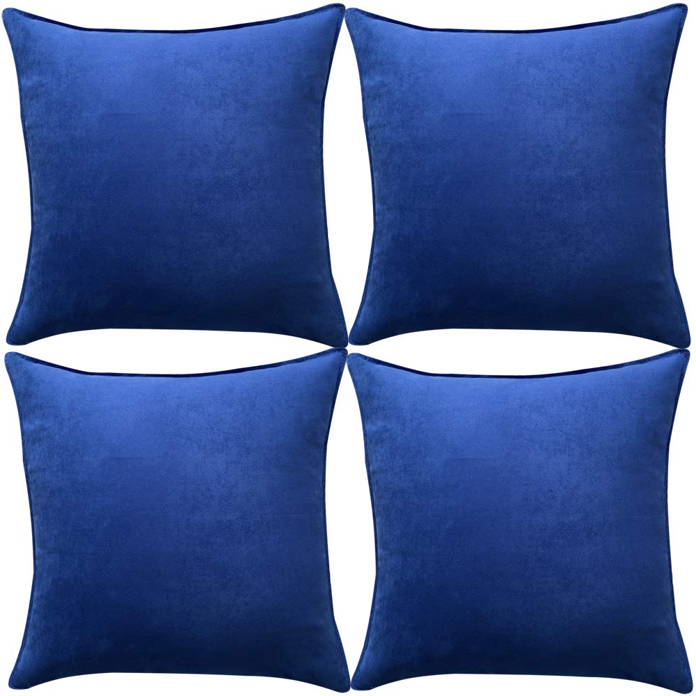 Fancy Homi 4 Packs Olive Green Decorative Throw Pillow Covers 18x18 inch, Super Soft Faux Suede Decor Square Pillow Covers 45x45 cm, Solid Cushion Cover for Couch Living Room Sofa Bedroom BST220