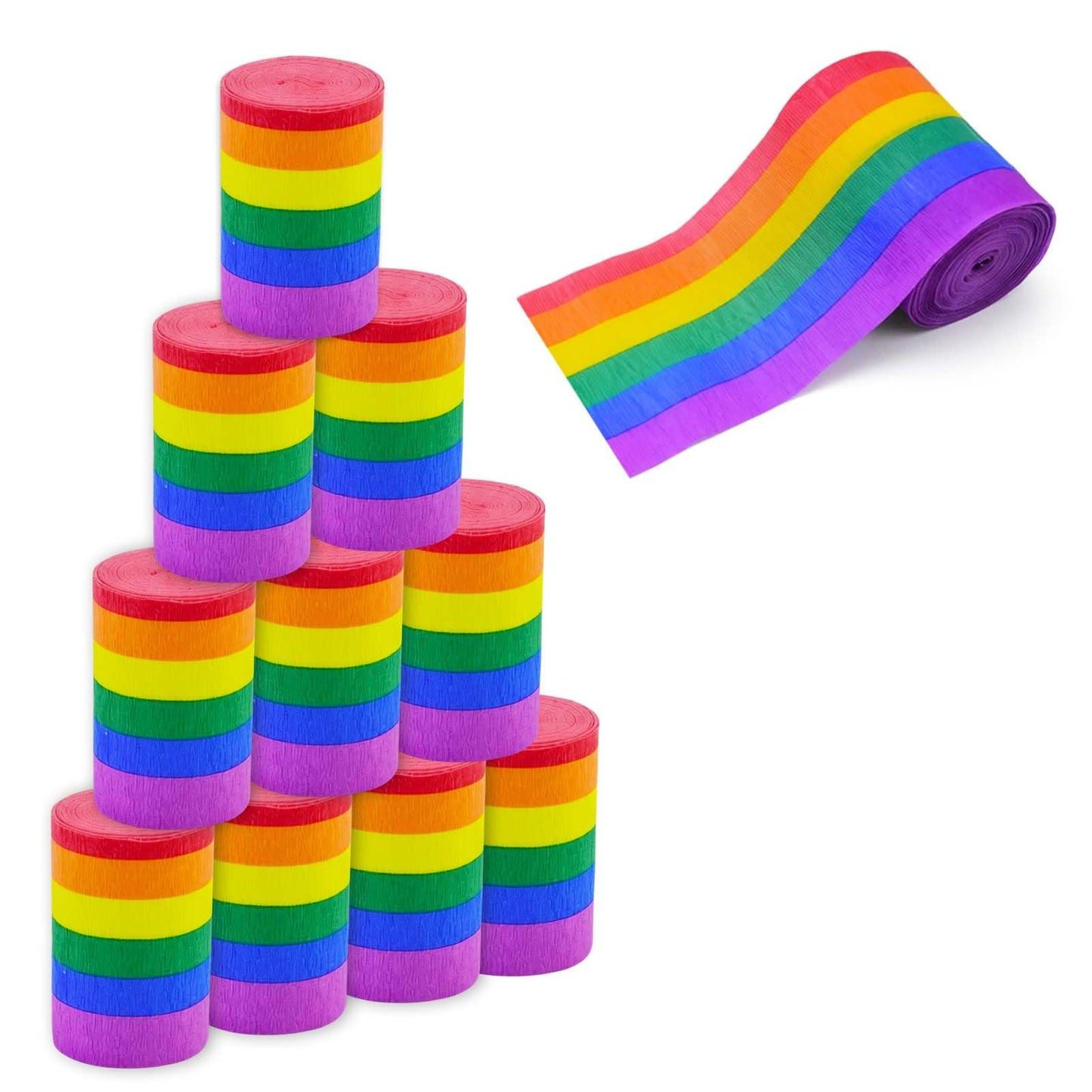 14 Rolls Rainbow Crepe Paper Streamers 459.2 ft Colorful Crepe Rolls Rainbow Party Streamers Crepe Paper for Pride Day Gay LGBT Birthday Bridal Baby Shower Party DIY Crafts BST326L