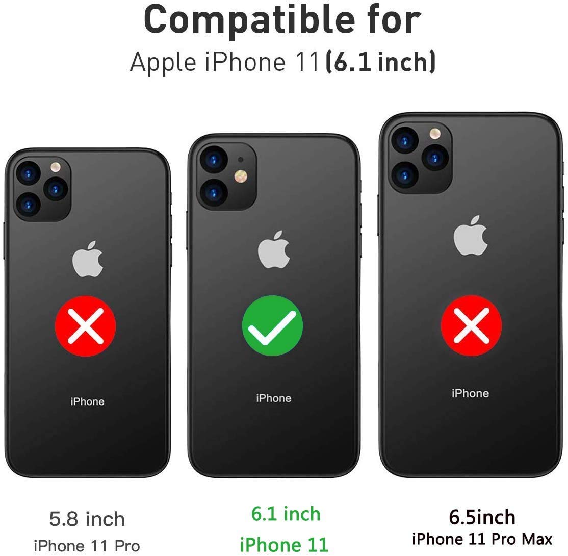 for iPhone 11 Case with Belt Clip Holster Kickstand & 2 Screen Protector, Full Protection Heavy Duty Phone Case, Shockproof Drop-Proof Durable Cover 6.1" [Black+Clip] WN420