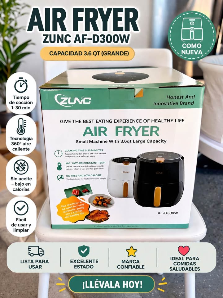 ZUNC Air Fryer 3.6Q AF-D300W Black 95-97
