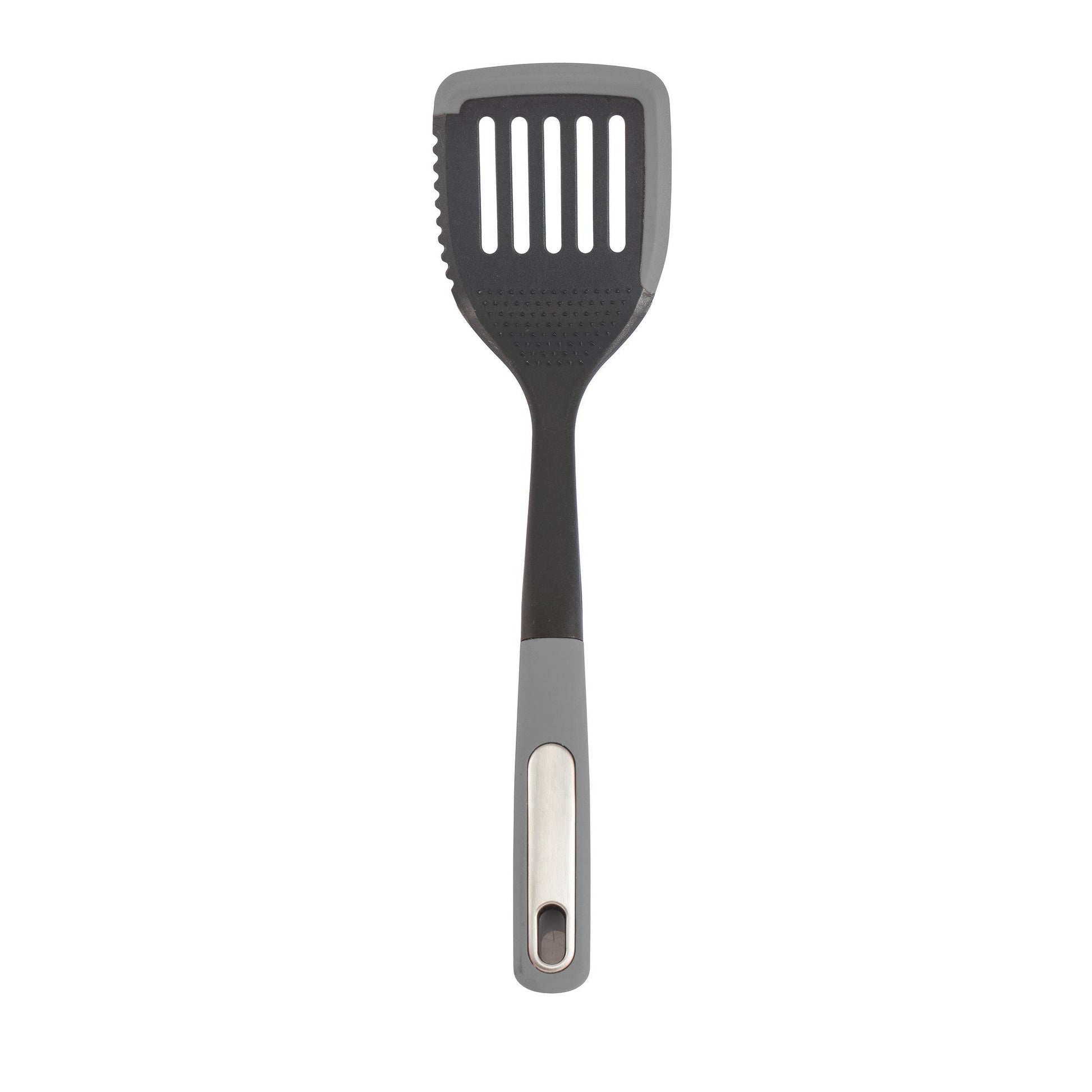 Silicone Scratch and Heat Resistance Edge Slotted Turner, Grey-1