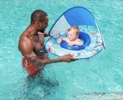 Swimways Sun Canopy Spring Float Shark with Hyper-Flate Valve