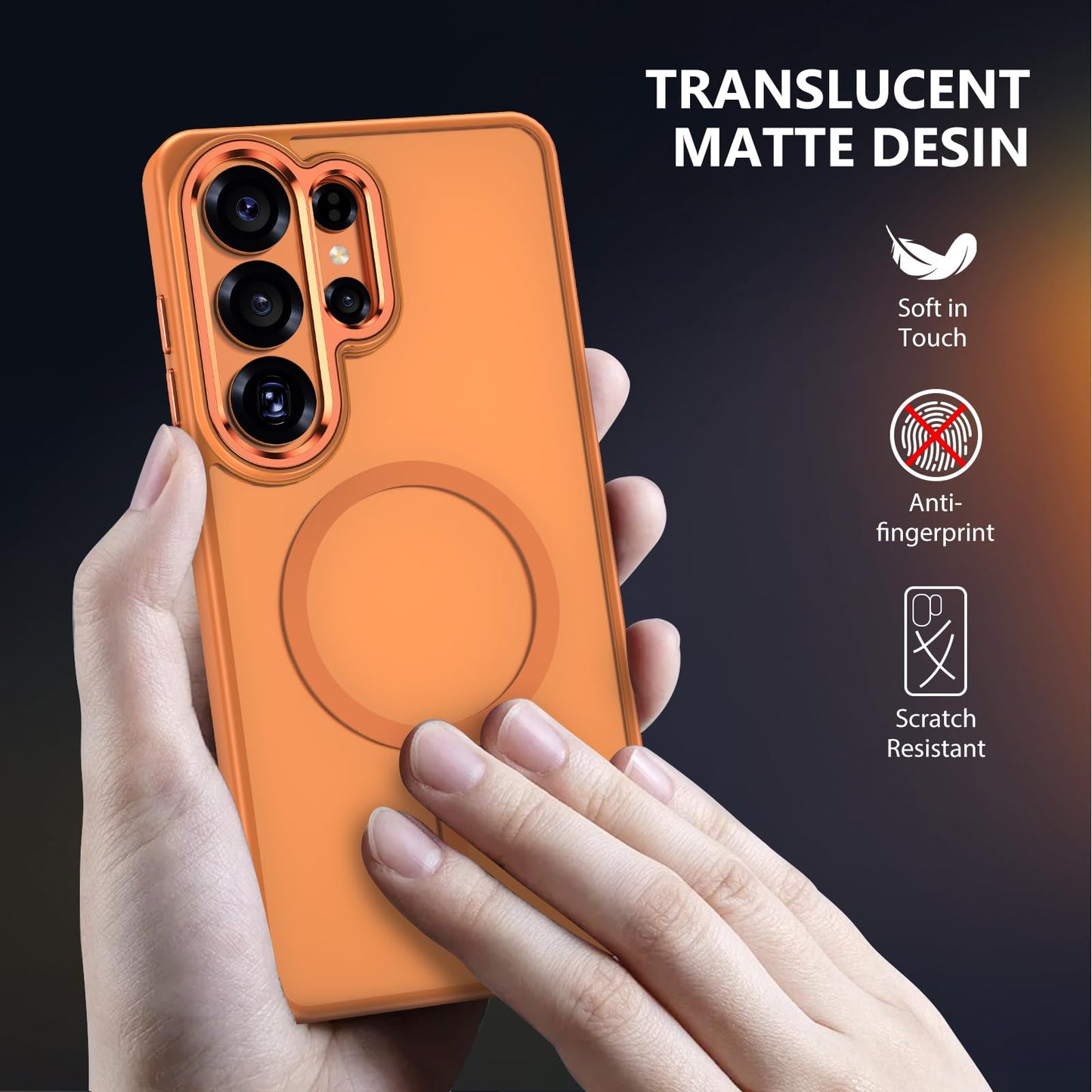 MATEPROX Magnetic Design for Samsung Galaxy S24 Plus Case, Stylish Slim an-ti Yellow Translucent Matte Shockproof Protective Cover for S 24+ 6.7'' 2024-Titanium Gray WN420