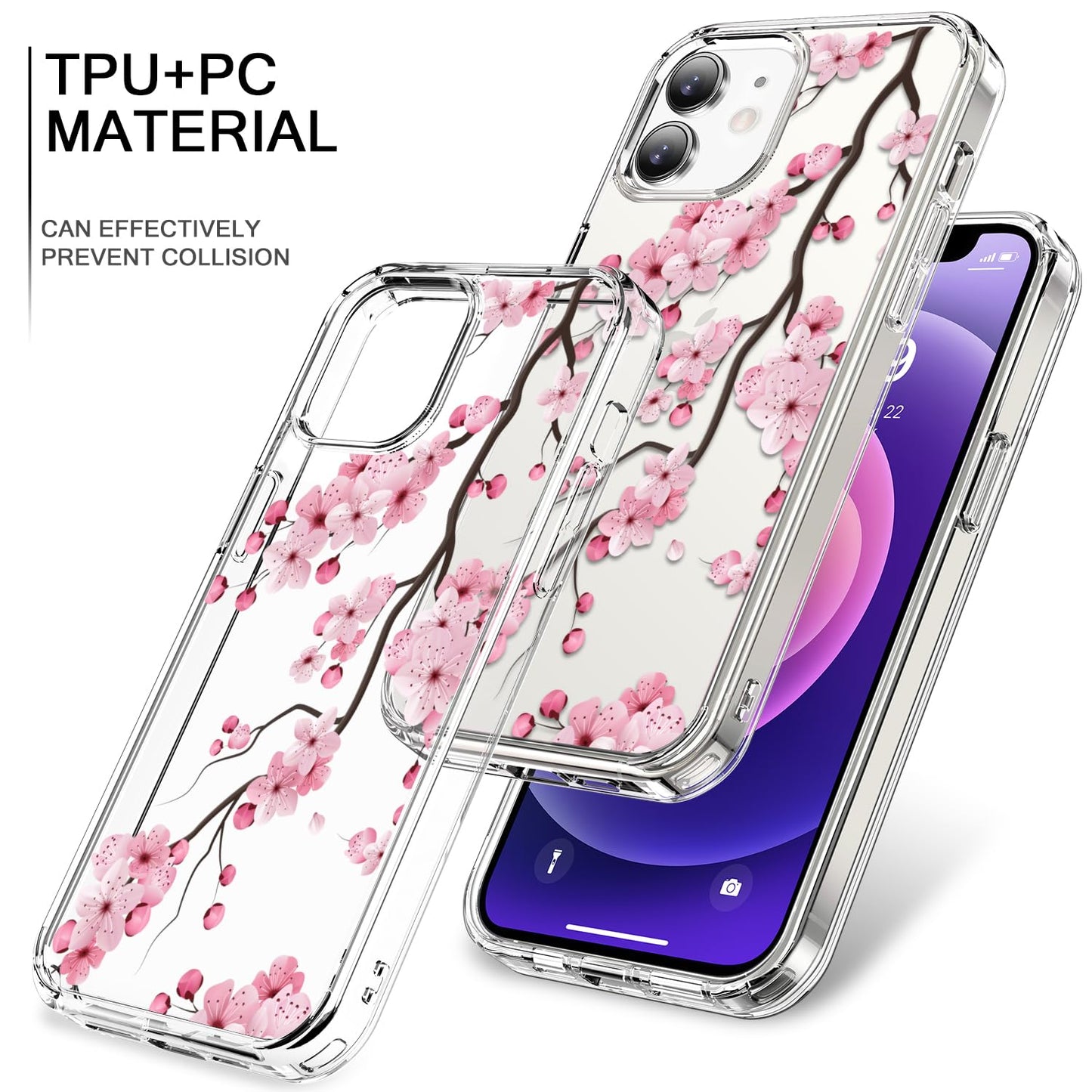 bicol for iPhone 12 Pro Max Case with Screen Protector and Camera Lens Protector - Fashionable Flower Floral Designs for Women Girls - Shockproof Acrylic Clear Phone Cover 6.7" - Blooming Flowers WN420
