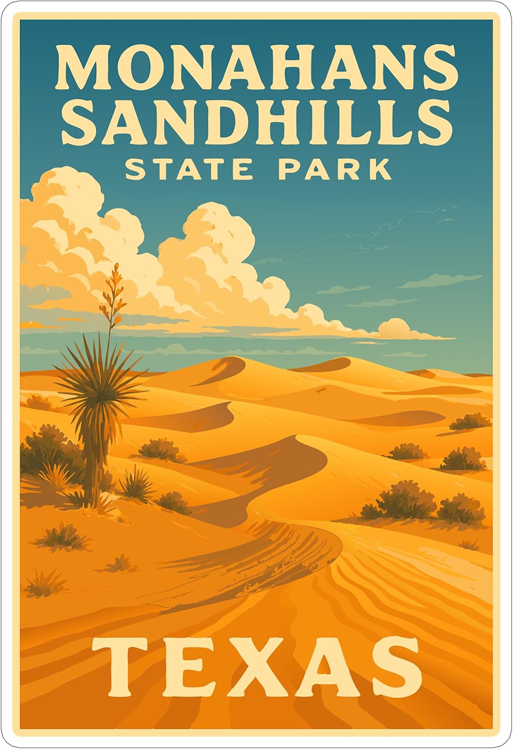 Monahans Sandhills State Park Texas Sticker 4 Inch ID44990 | Waterproof vinyl travel sticker for laptop, luggage & bottle – souvenir gift for travelers & adventure seekers BST220