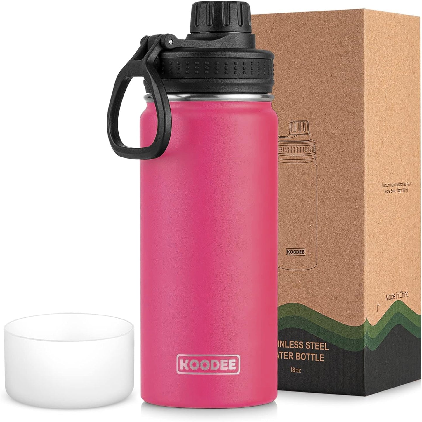 koodee Water Bottle-12 oz Stainless Steel Double Wall Vacuum Insulated Water Bottle for School-Wide Mouth Flask with Straw Lid (Teal) BST220