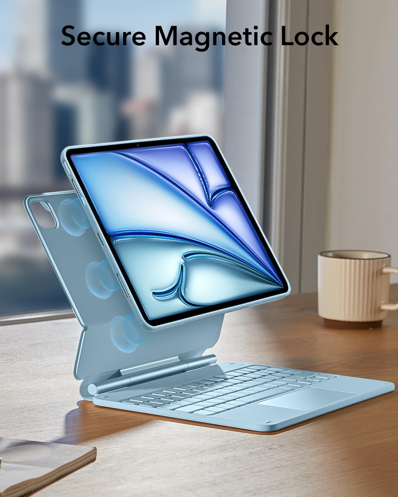 ESR for iPad Air 11 Inch Case with Keyboard M4/M3/M2 (2026/2025/2024) & iPad Pro 11/Air 5th/4th Gen Keyboard, Easy-Set Magnetic Stand, Portrait/Raised Modes, with Removable Protective Case, Black