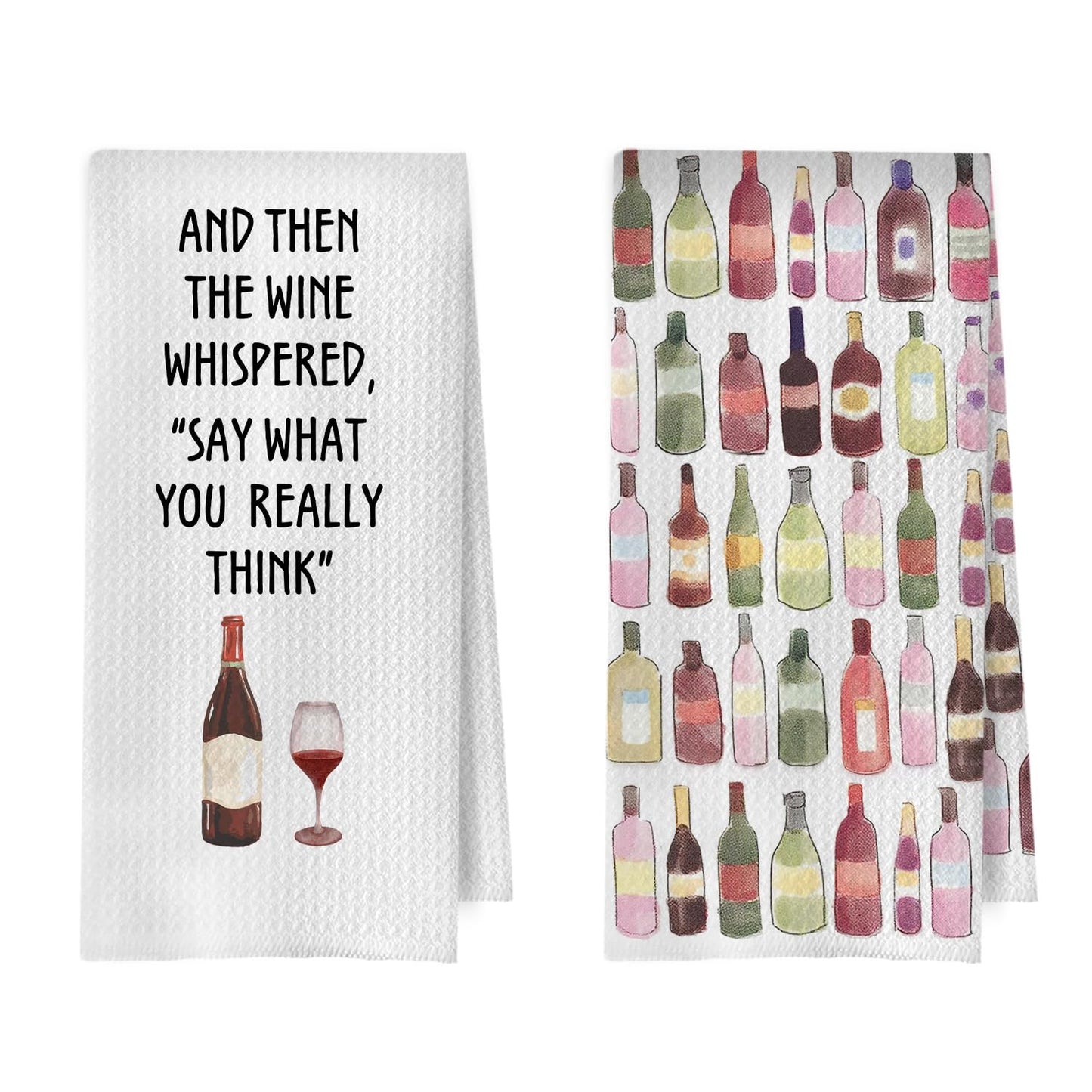 Funny Wine Kitchen Decor - Wine Gifts Waffle Dish Towels for Kitchen, Hostess Gifts Hand Towels, Housewarming Gift Tea Towel, 16x24 Inch BST220