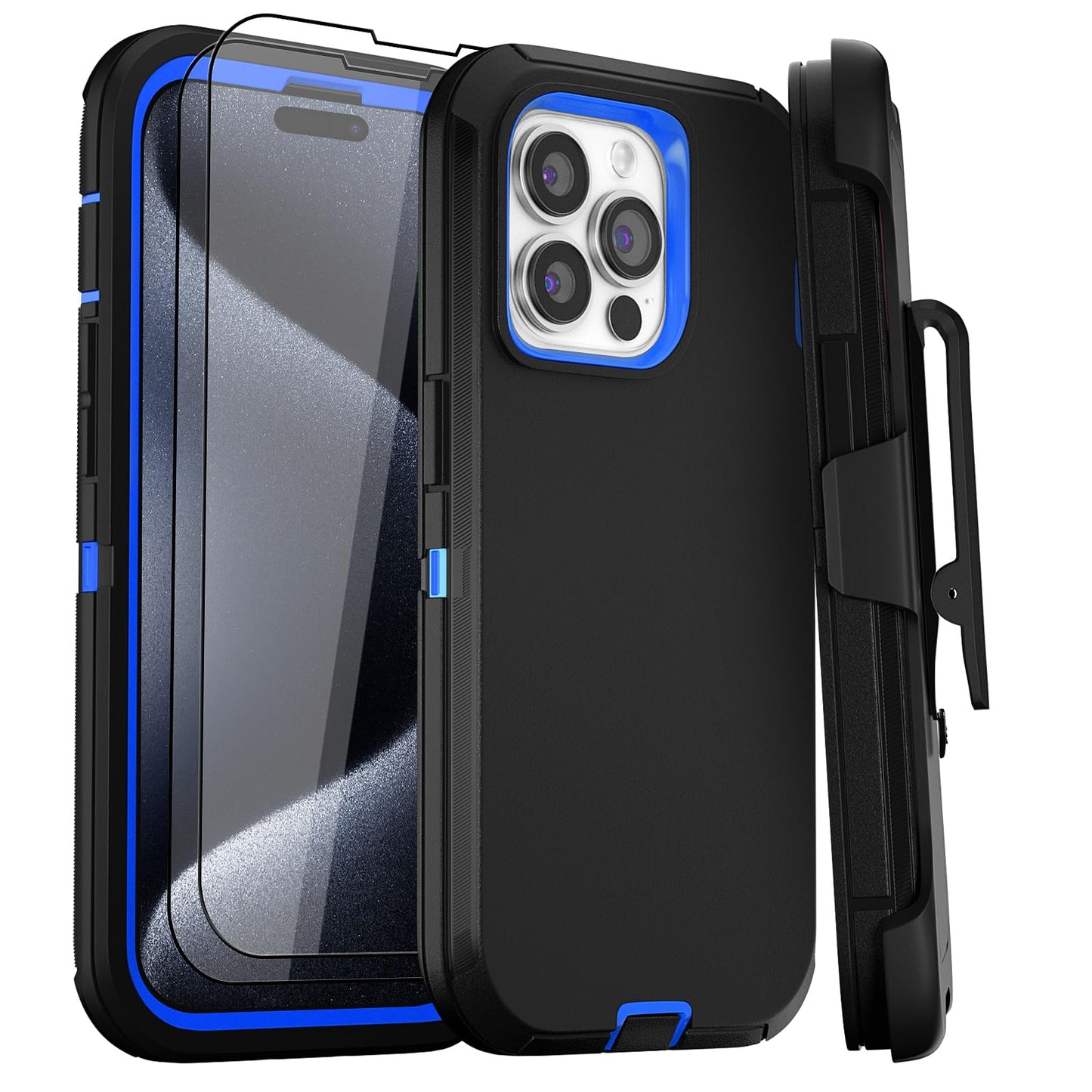 for iPhone 11 Case with Belt Clip Holster Kickstand & 2 Screen Protector, Full Protection Heavy Duty Phone Case, Shockproof Drop-Proof Durable Cover 6.1" [Black+Clip] WN420