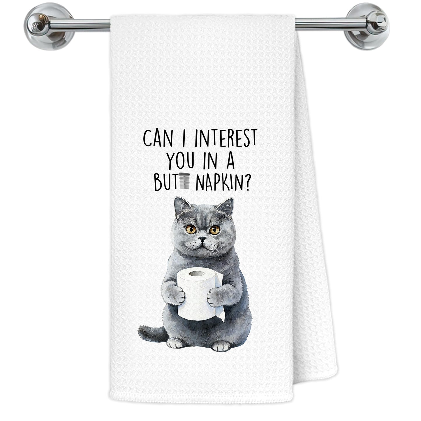 Blue and White Chinoiserie Orange Cat Bathroom Hand Towels, Orange Cat Gifts, Funny Oriental Kitty Decorative Hand Towels Bathroom Restroom Washroom Yoga Spa Zen Decor, 16x24 Inch BST326L