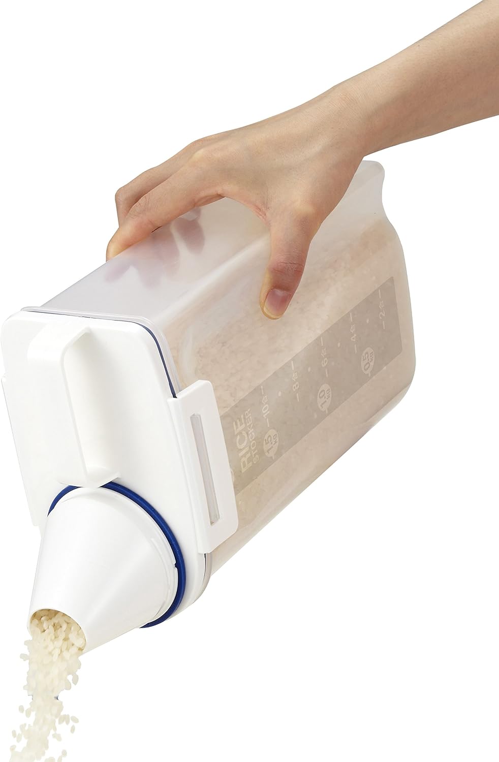 Asvel 7509 Rice Container Bin with Pour Spout Plastic Clear 2KG（White） BST202