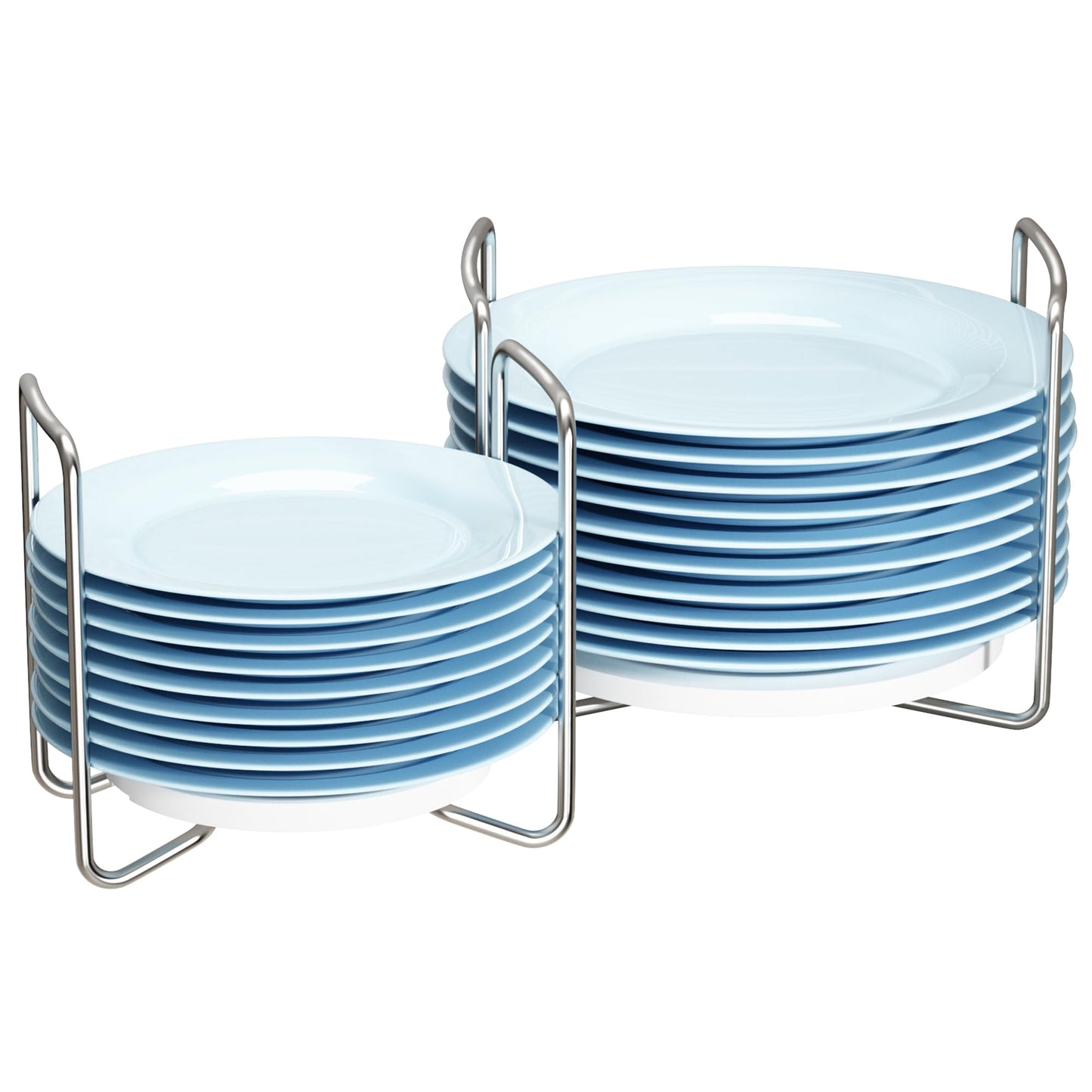 Plate Organizer for Kitchen Counter Bamboo Dish Racks for Cabinet Plate Holder for Kitchen Drawer Storage 2 Pack Adjustable for 6.75" to 8.5" Stainless Steel 304 Portable Handle BST220