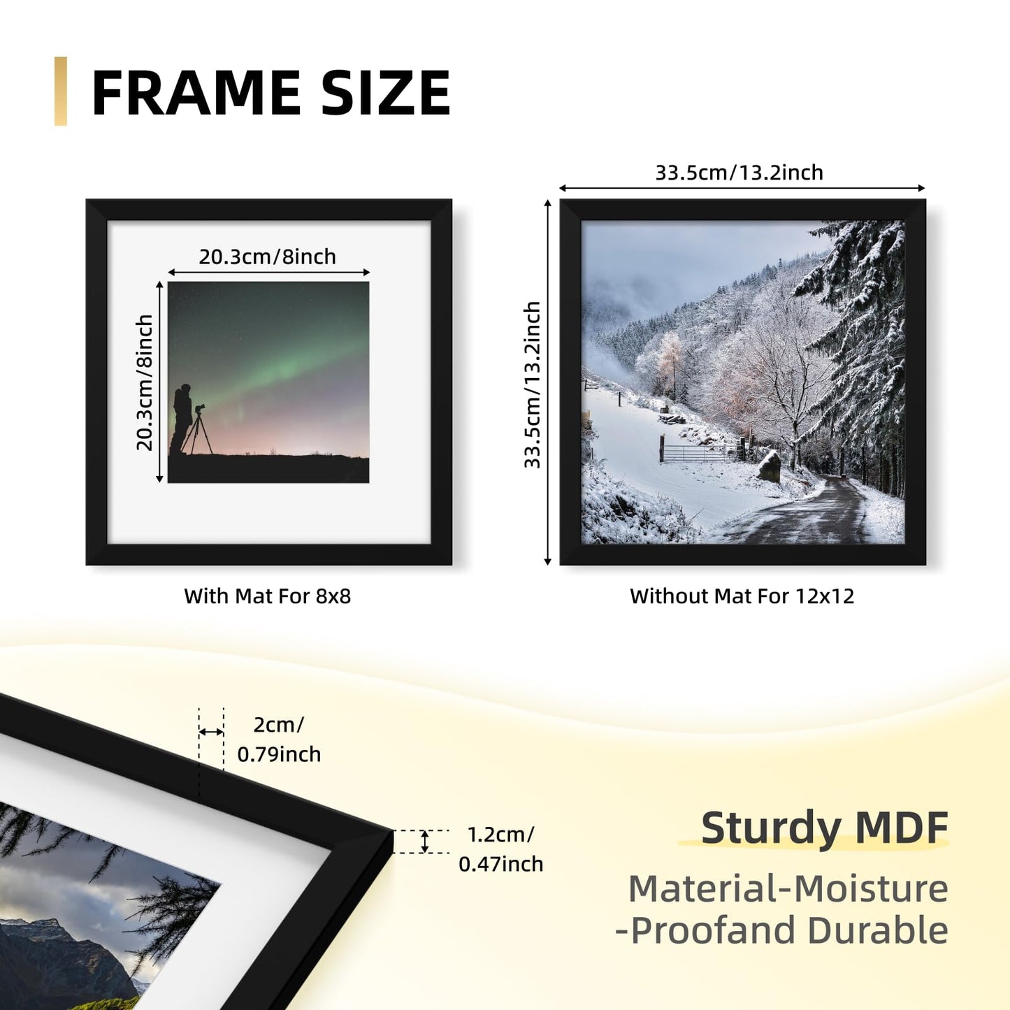 YESKAY 8x10 Picture Frame Set of 9, Display Pictures 5x7 with Mat or 8 x 10 Without Mat, Multi Photo Frames for Wall Mounting or Table Top Display, Blue BST326H