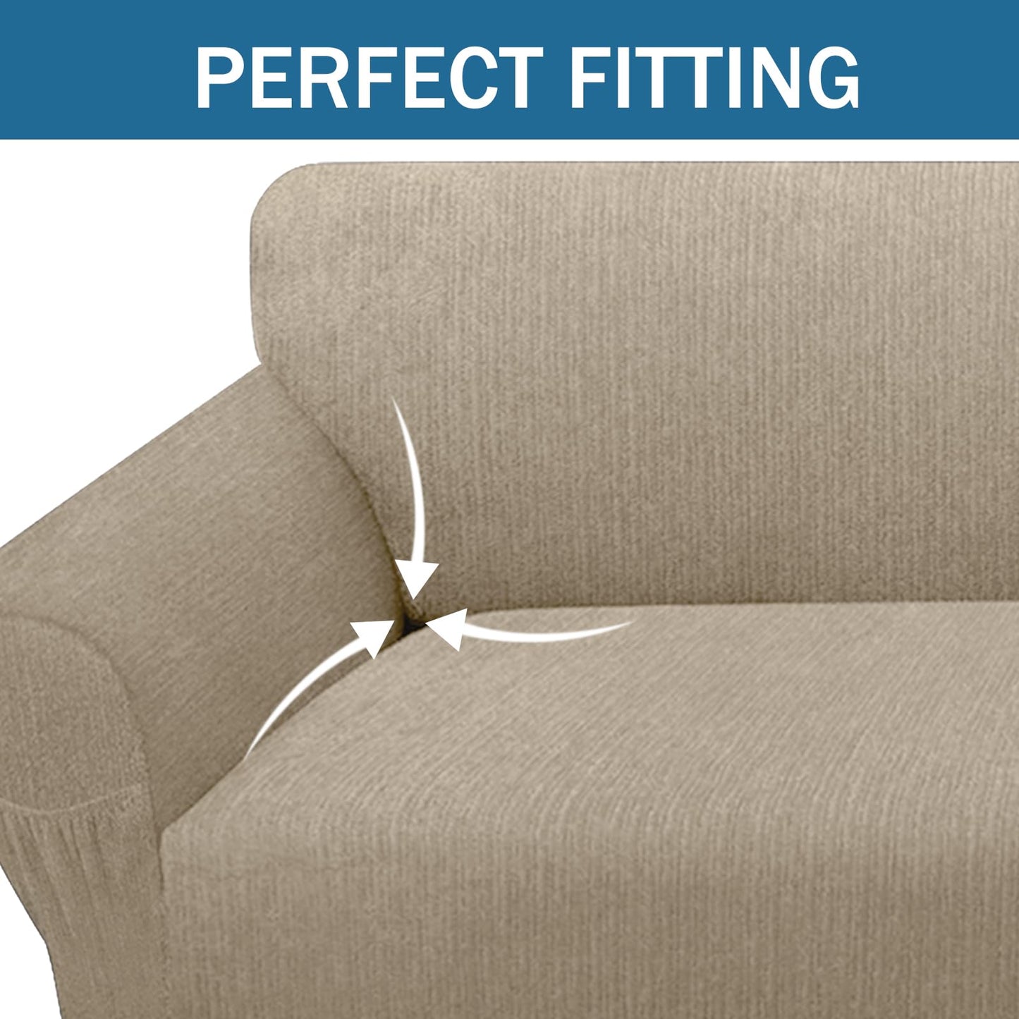 Sofa Slipcover with 2 Pillow Cover for 3 Cushion Couch, Non Slip Furniture Protector with Elastic Bottom, Washable Sofa Cover for Kids, Pets (Sofa, Navy) BST326H