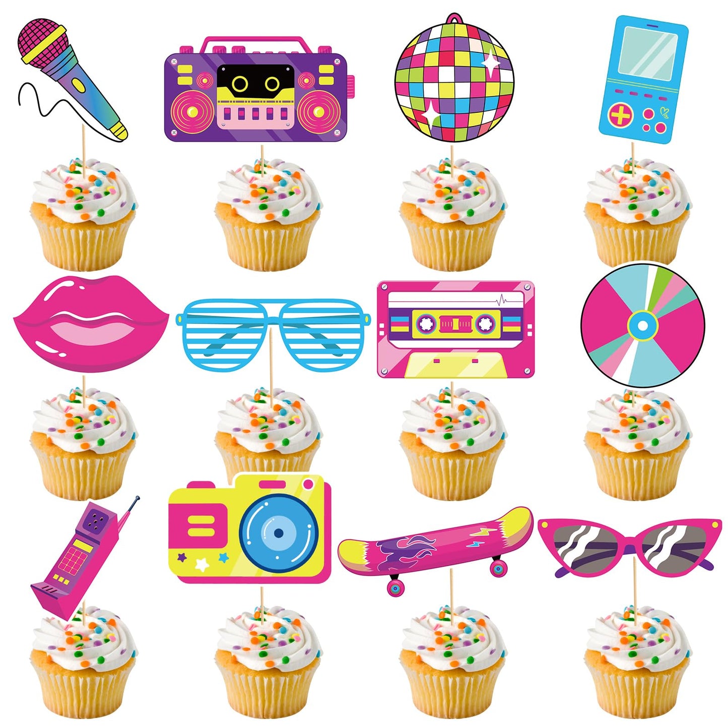48 Pack Casino Cupcake Toppers Glitter Poker Chips Dices Mini Slot Machine Cupcake Picks for Las Vegas Casino Night Theme Birthday Party Baby Shower Decoration Supplies BST220