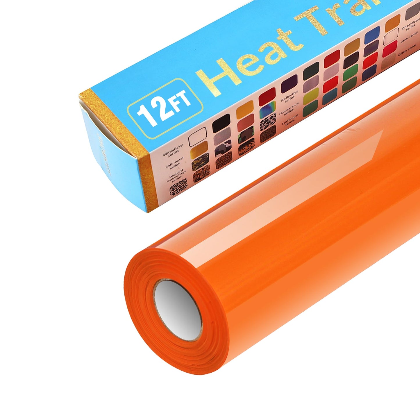 Golden Heat Transfer Vinyl Rolls 12 Inch by 12feet Roll HTV Iron on Vinyl DIY for T-Shirt Easy to Cut & Weed for Heat Vinyl Design Glossy (12Ft, Golden) WN420