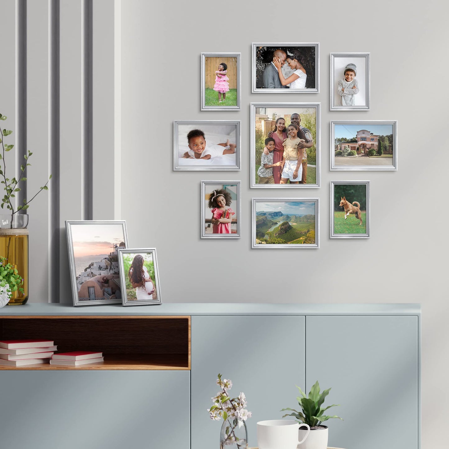 Icona Bay Combination White Picture Frames Set - 10 PC (Five 4x6, Three 5x7, Two 8x10), Inspirations Collection Multi-Pack for Contemporary Wall Gallery BST220