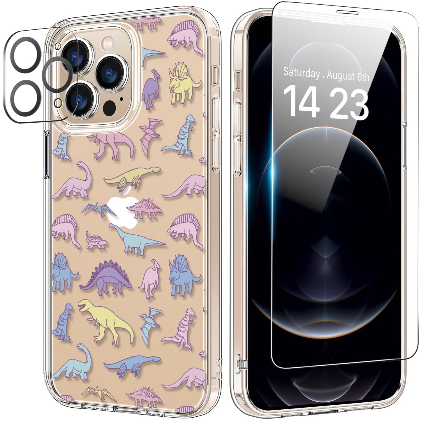 bicol for iPhone 12 Pro Max Case with Screen Protector and Camera Lens Protector - Fashionable Flower Floral Designs for Women Girls - Shockproof Acrylic Clear Phone Cover 6.7" - Blooming Flowers WN420