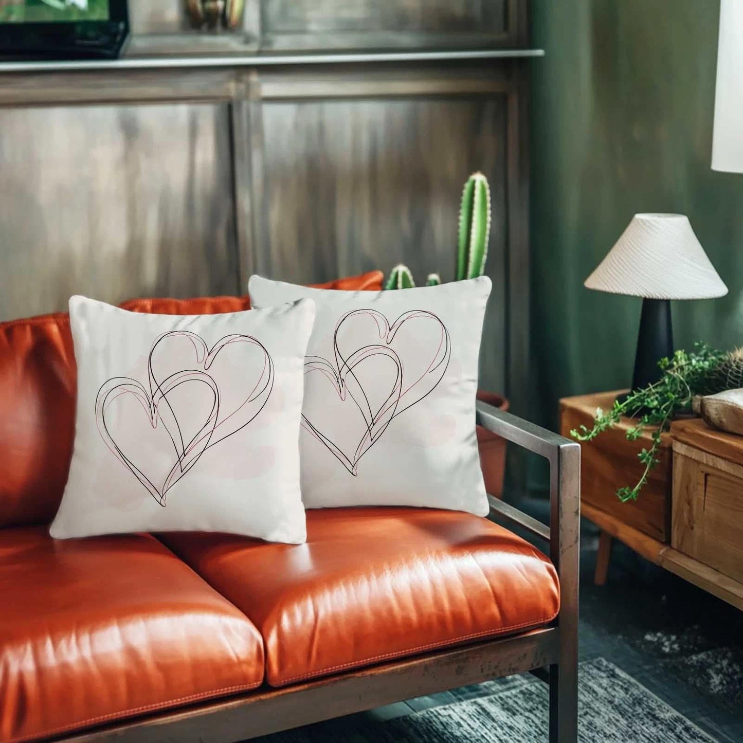 Heart Throw Pillow Covers 18x18 Set of 2 | Minimalist Line Art Cushion Covers | Neutral Decorative Pillowcase for Sofa Couch Living Room Bedroom | Modern Home Decor BST326H