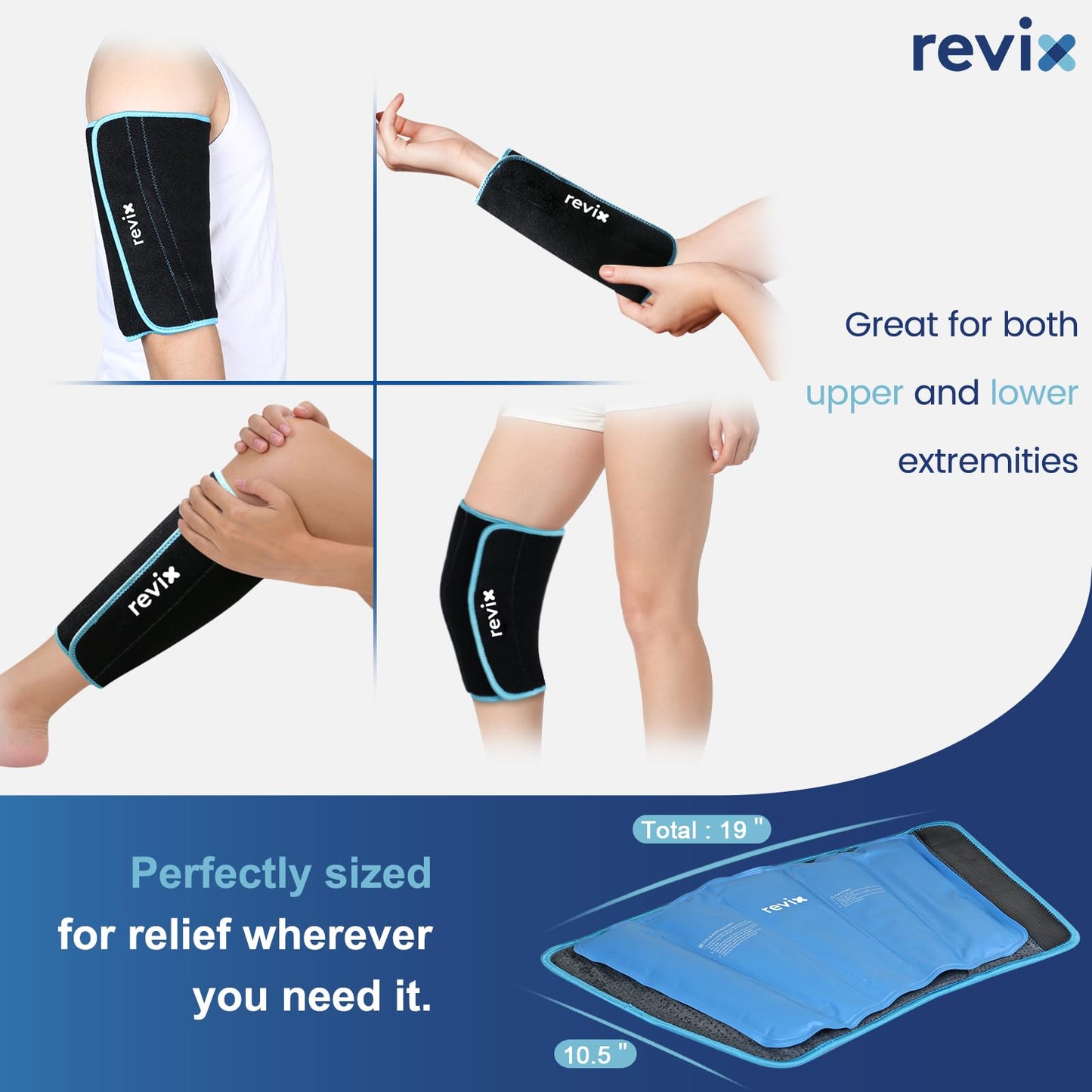 REVIX Shin Ice Pack Reusable Leg Ice Pack Wrap Cold Therapy Compression Sleeve N25