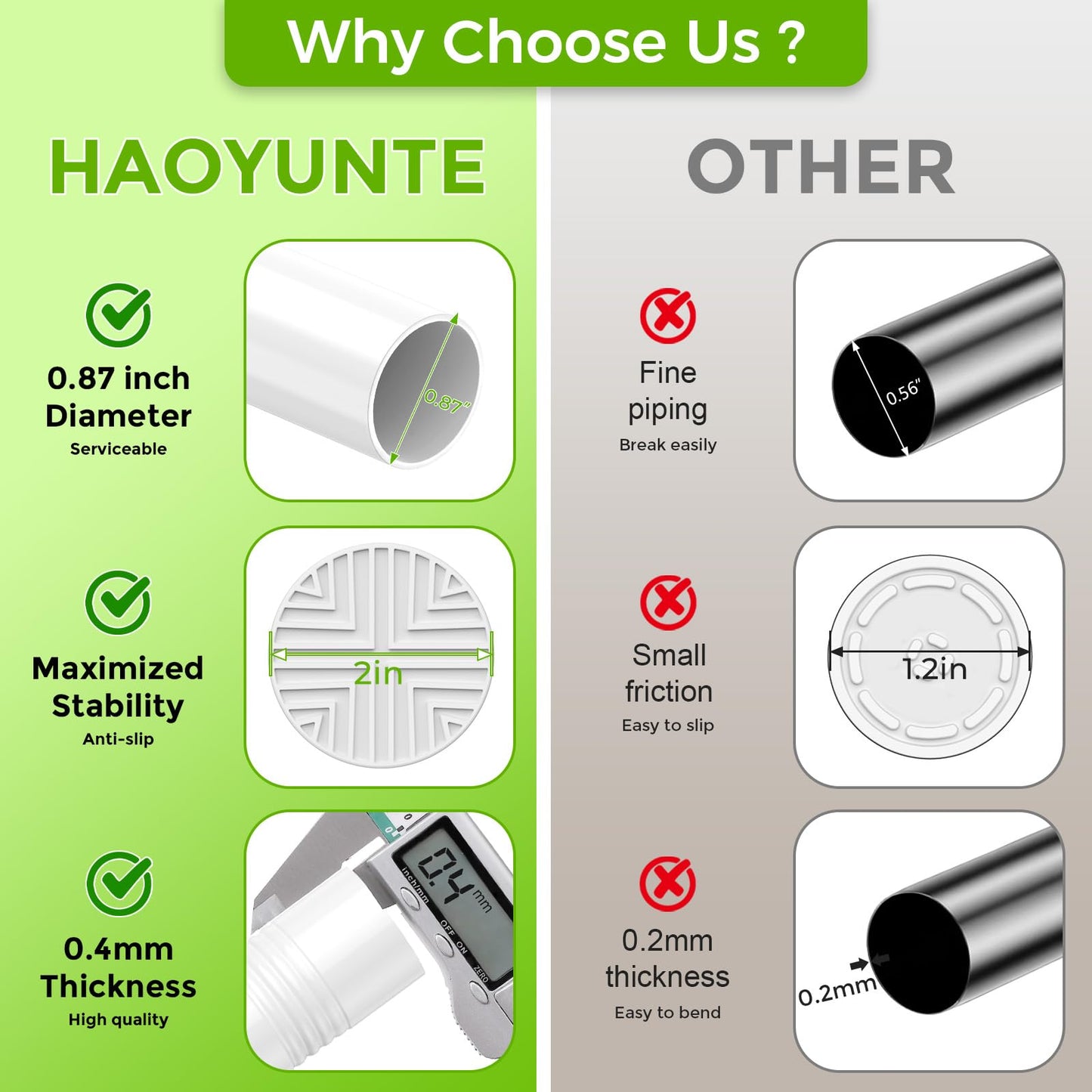 White Shower Curtain Rod 32 to 76 Inches Adjustable, 7/8 Inch Diameter Heavy Duty Tension Curtain Rods No Drill, Rust-Resistant Tension Rod for Bathroom, 1 Pack BST326H
